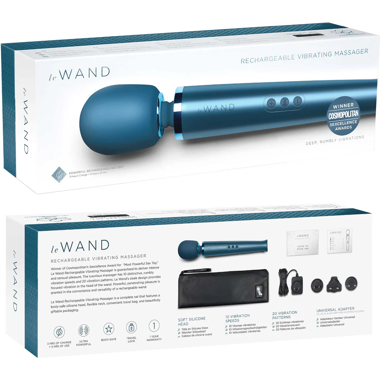 Le Wand Rechargeable Vibrating Body Massager - Pacific Blue - Image 7