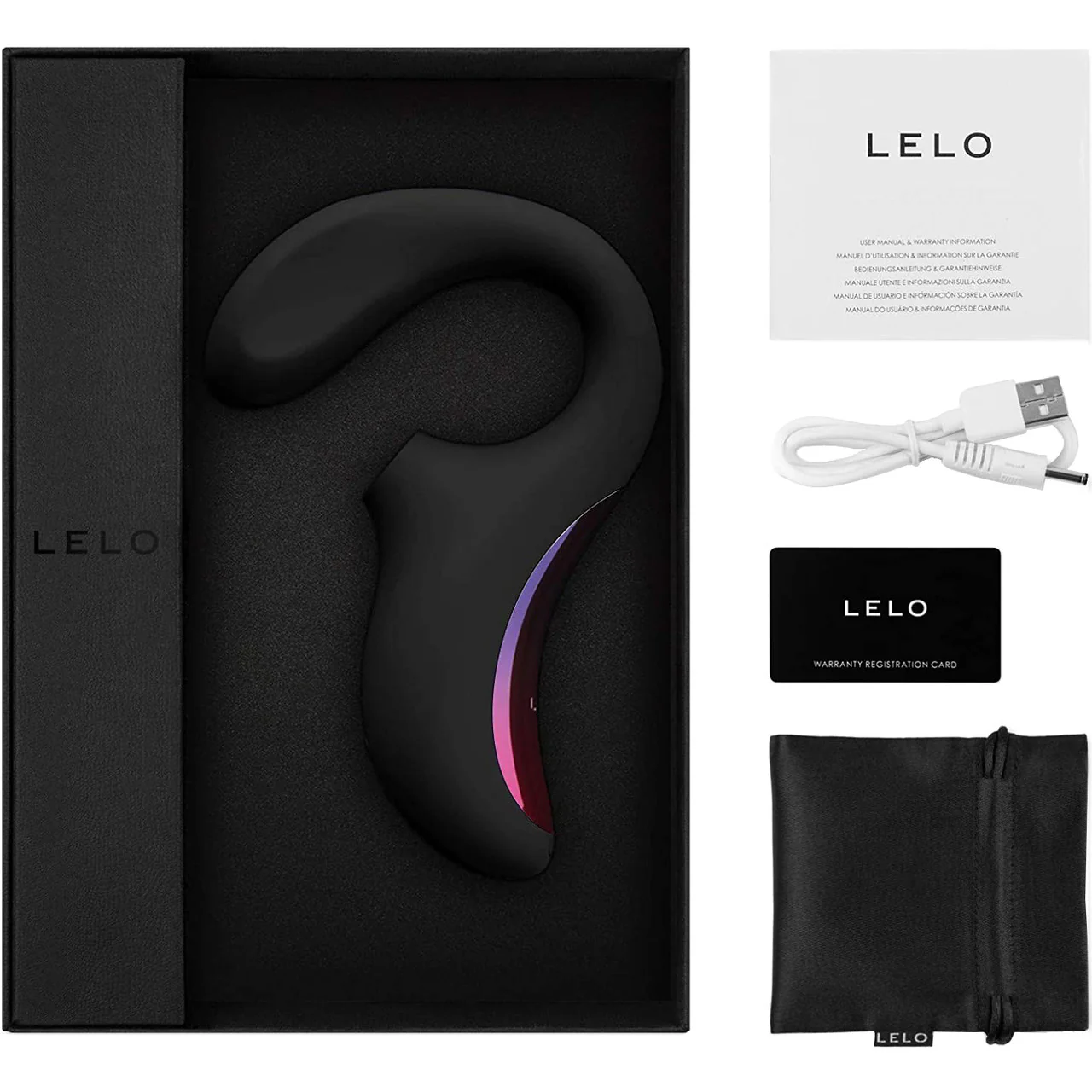 LELO ENIGMA Rechargeable Silicone Dual Stimulation Pressure Wave Vibrator - Black - Image 4