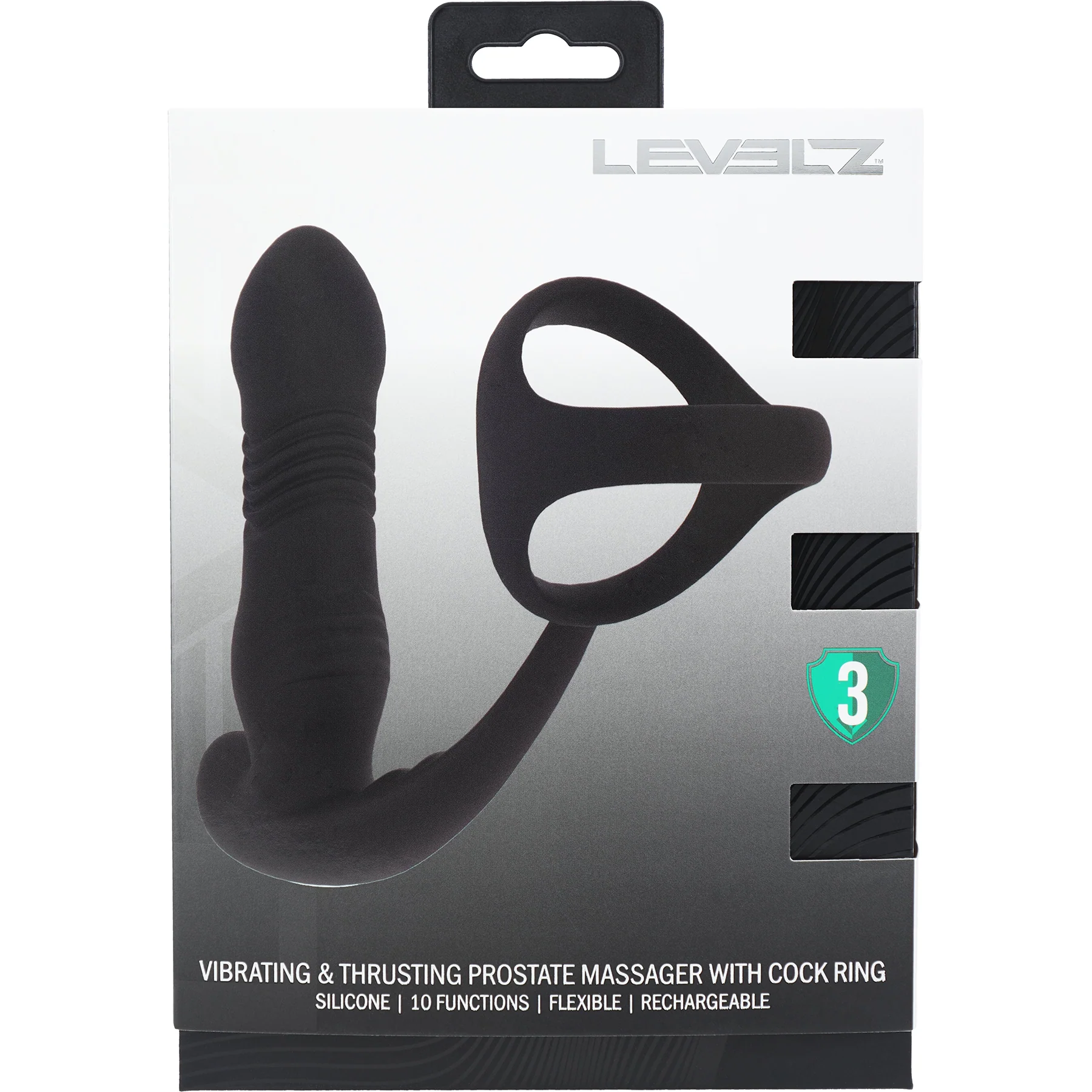 LEVELZ Vibrating & Thrusting Silicone Prostate Massager With Tri O Cock Ring - Image 5