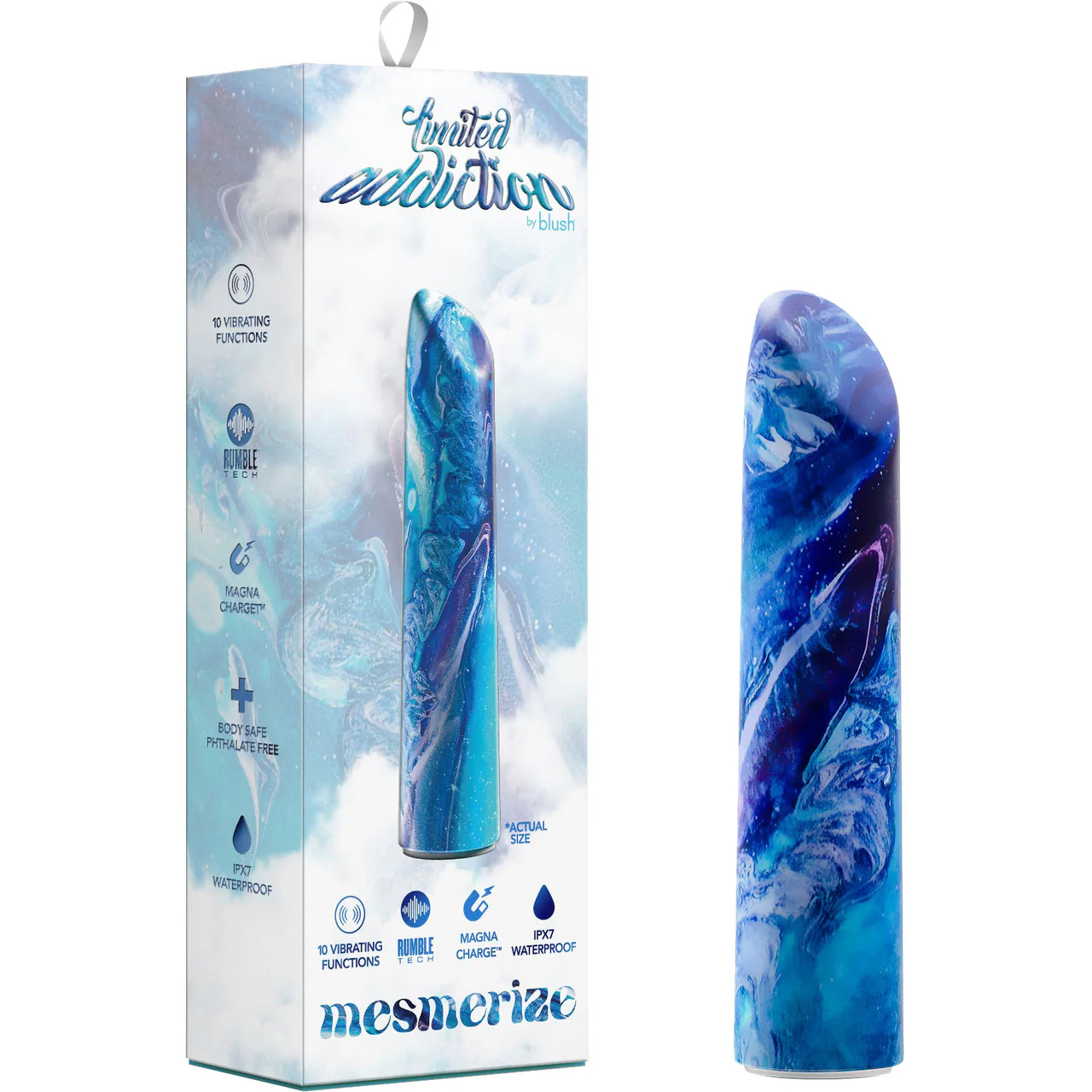 Limited Addiction Mesmerize Rechargeable Waterproof Power Vibe By Blush - Azure - Image 7