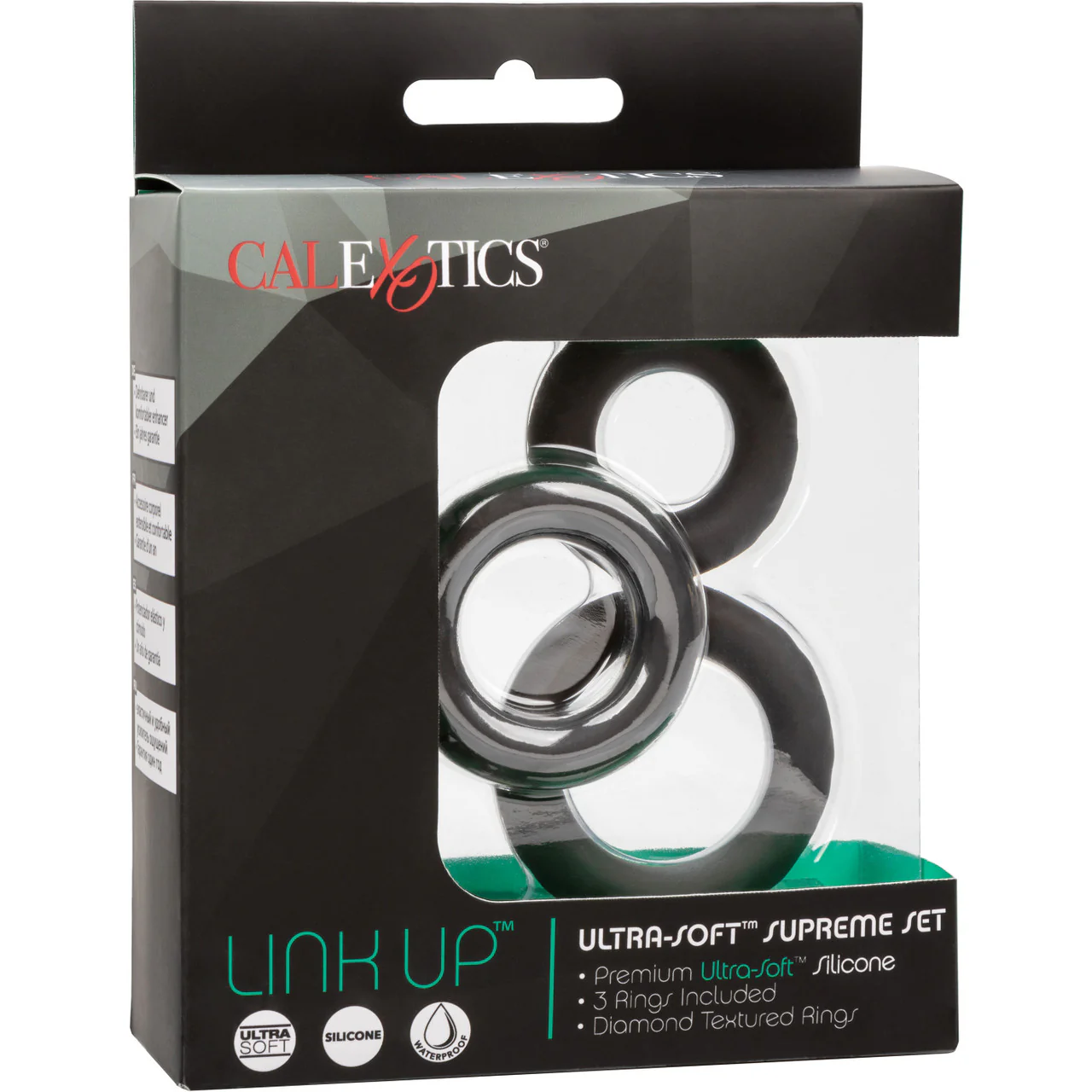Link Up Ultra Soft Supreme Silicone Cock Rings Set (Set of 3) By CalExotics - Black - Image 9