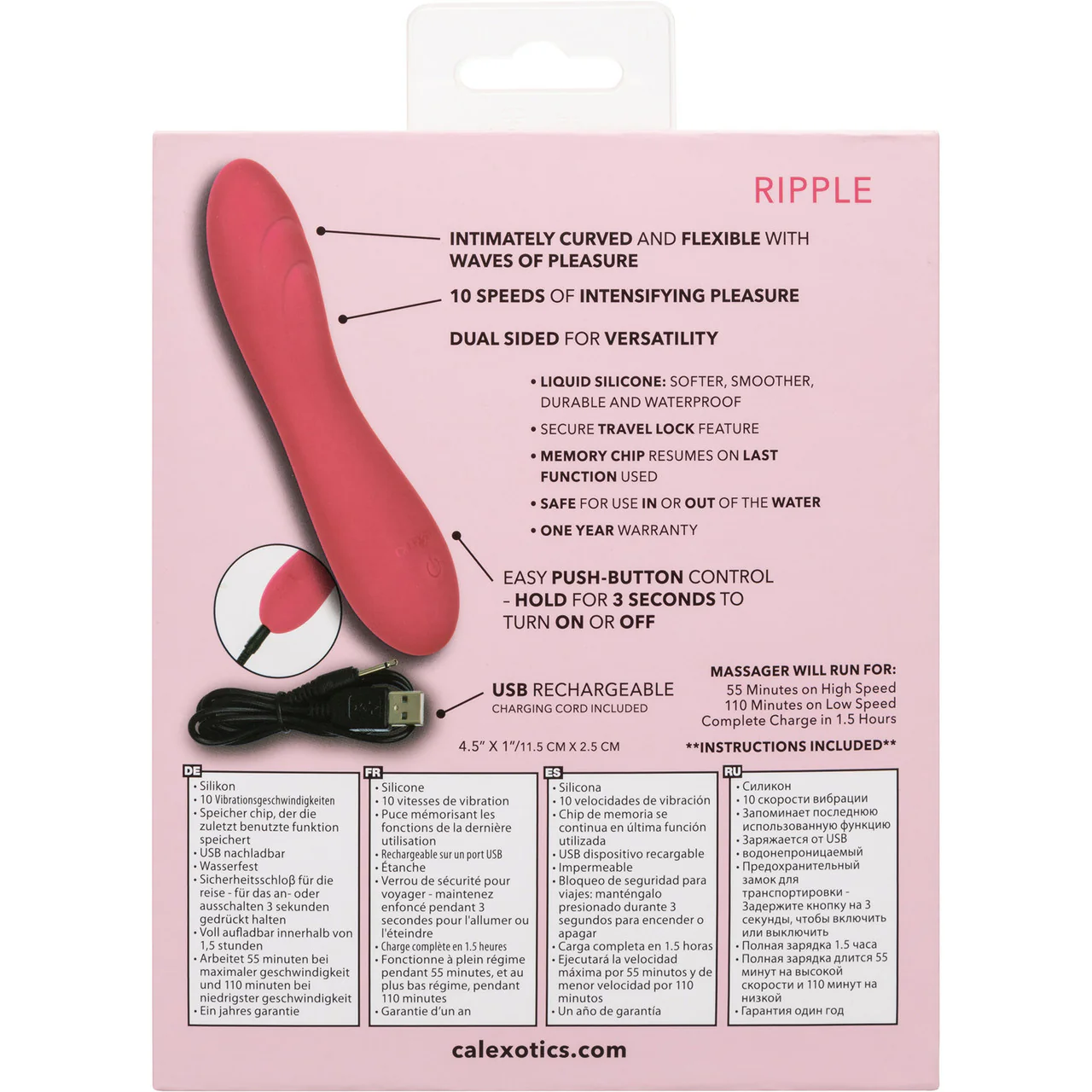Liquid Silicone Pixies Ripple Rechargeable Waterproof Vibrator By CalExotics - Pink - Image 12