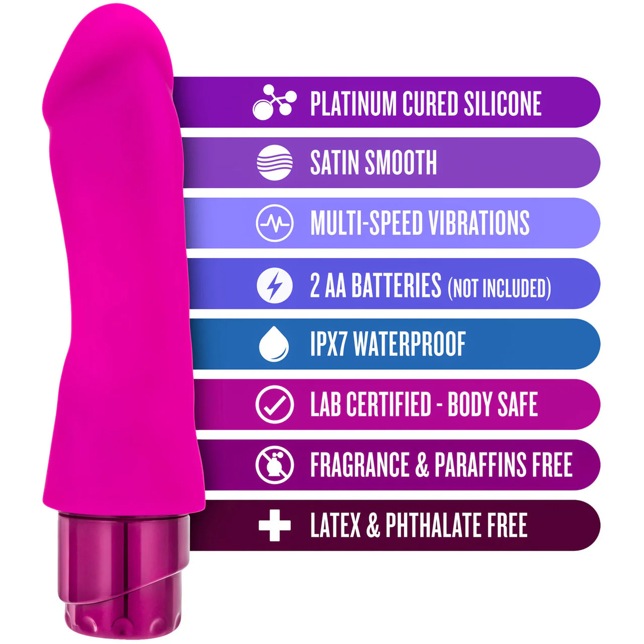 Luxe Marco Silicone Vibrating Dildo by Blush Novelties - Pink - Image 7
