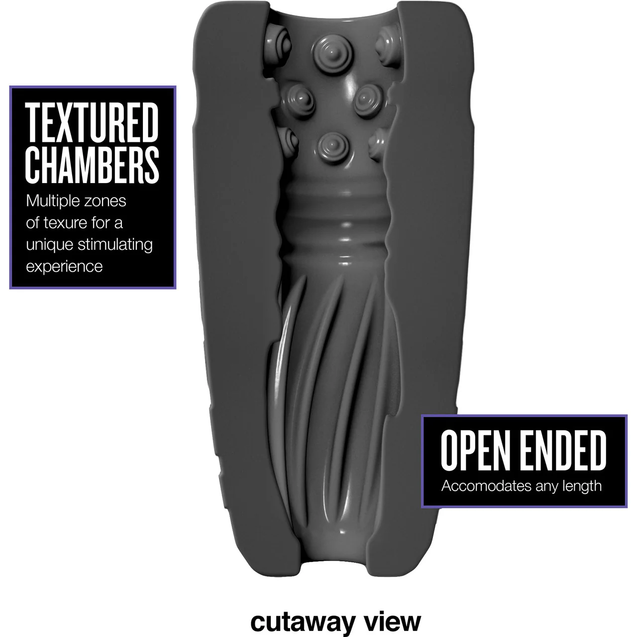 M Elite Platinum Gript Silicone Dual End Penis Masturbator By Blush - Black - Image 3