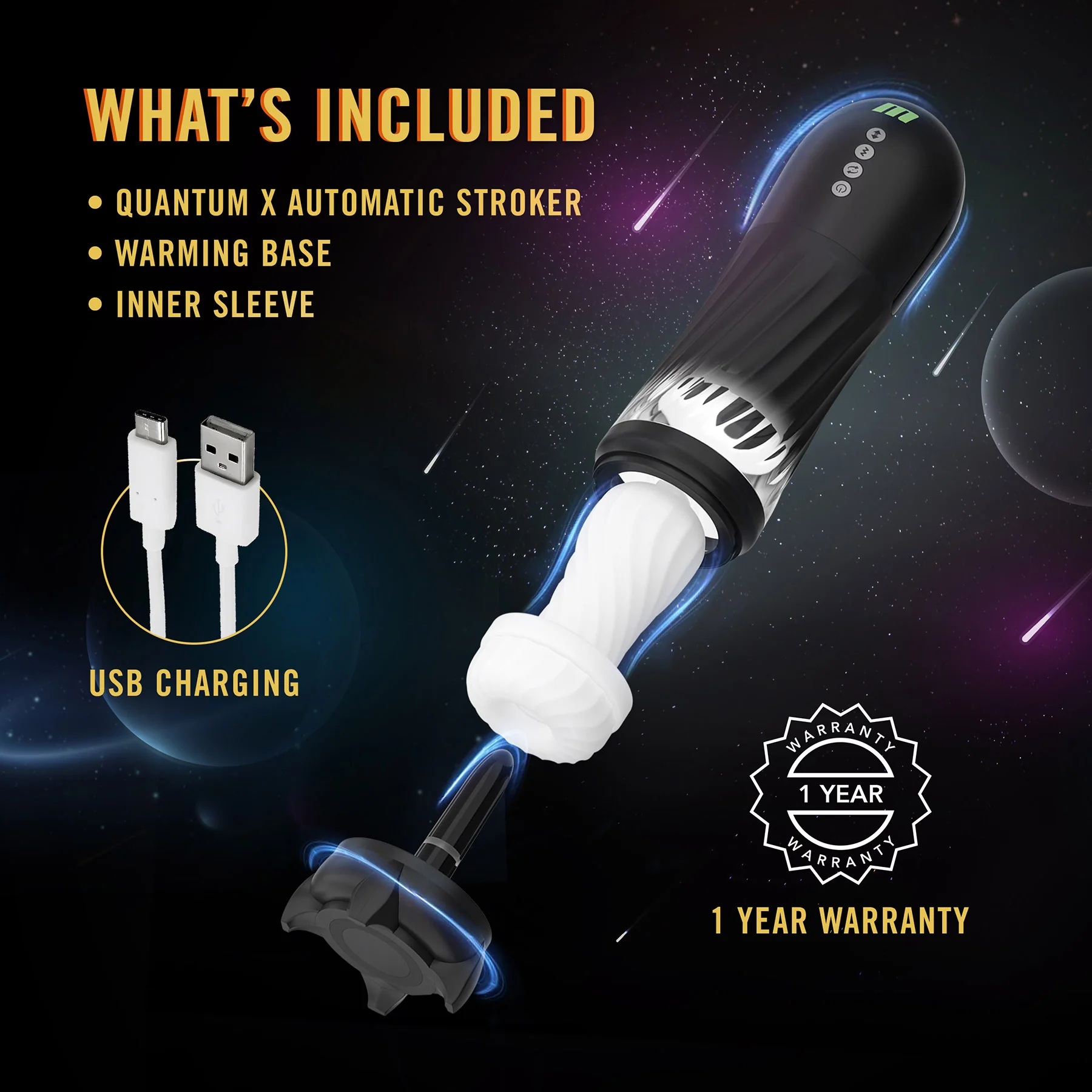 M For Men Quantum X Rechargeable Penis Stroker With Vibration - Image 10