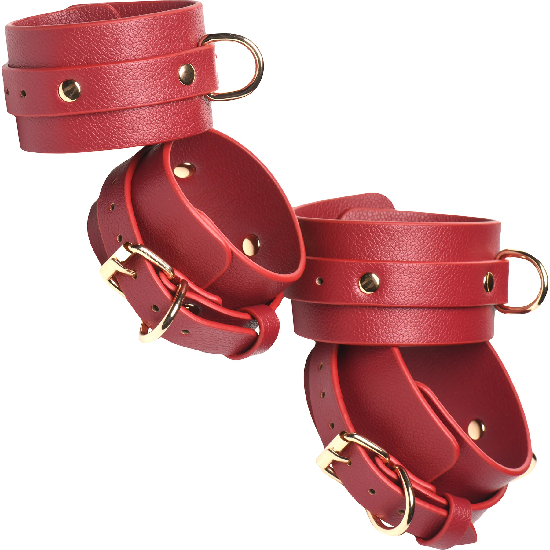 Master Series Crimson Captive Thigh, Wrist & Ankle Hog Tie Restraints - Red - Image 12