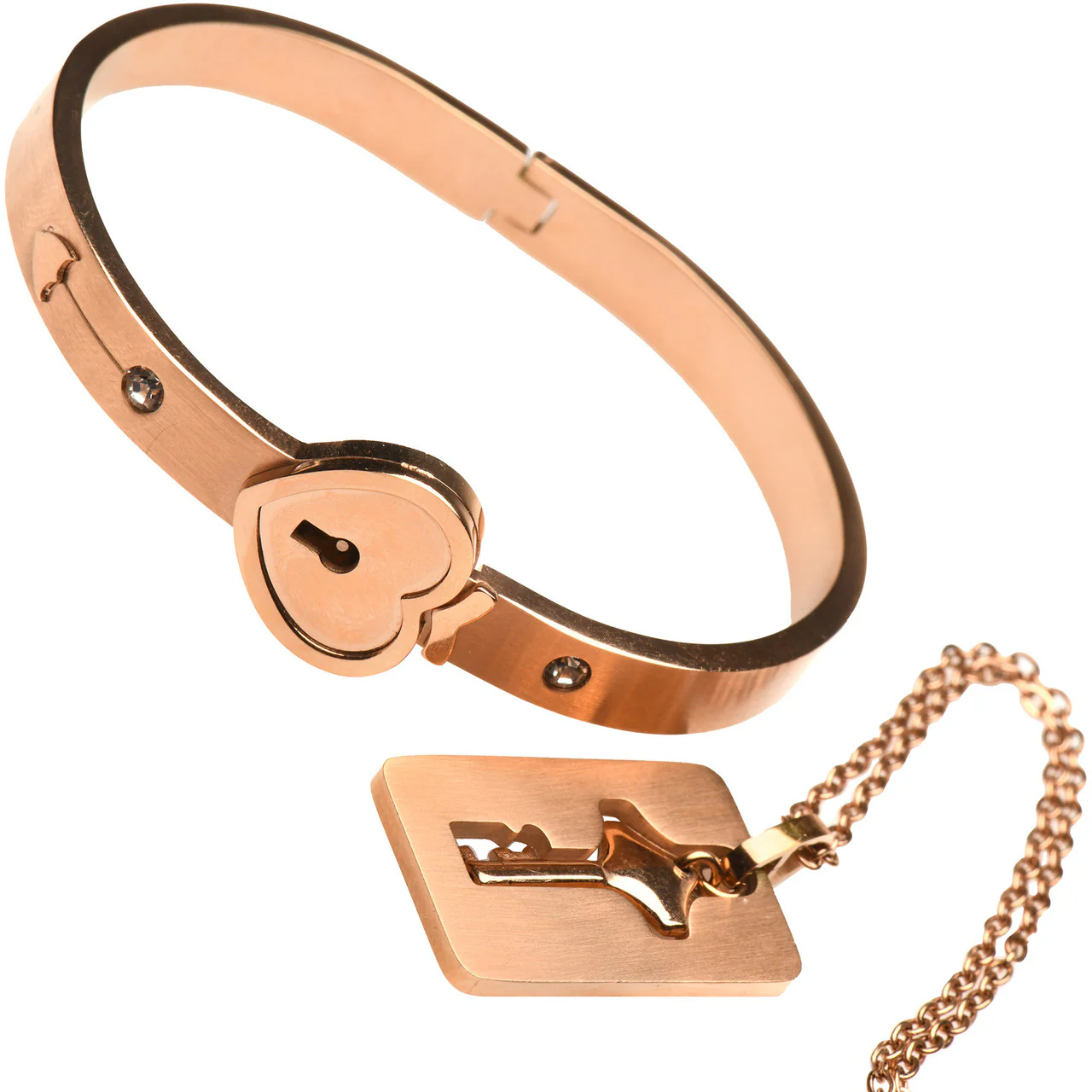 Master Series Cuffed Locking Bracelet & Key Necklace - Rose Gold - Image 5