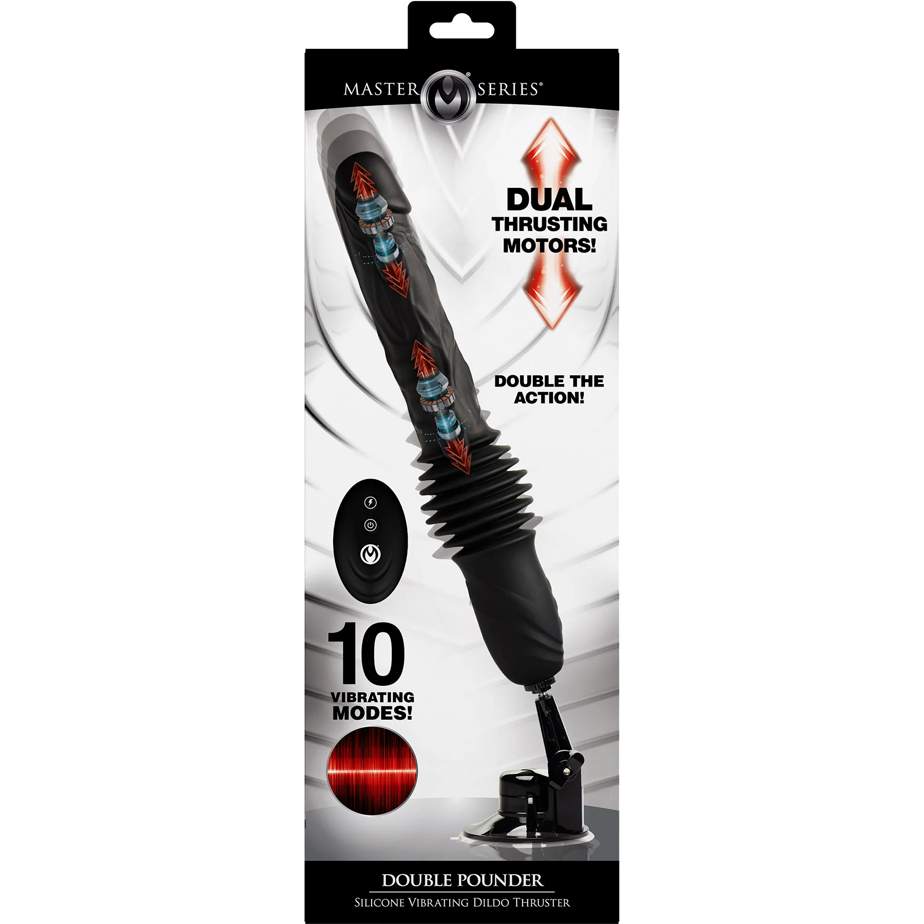 Master Series Double Pounder Silicone Vibrating Thrusting Dildo With Remote - Image 13