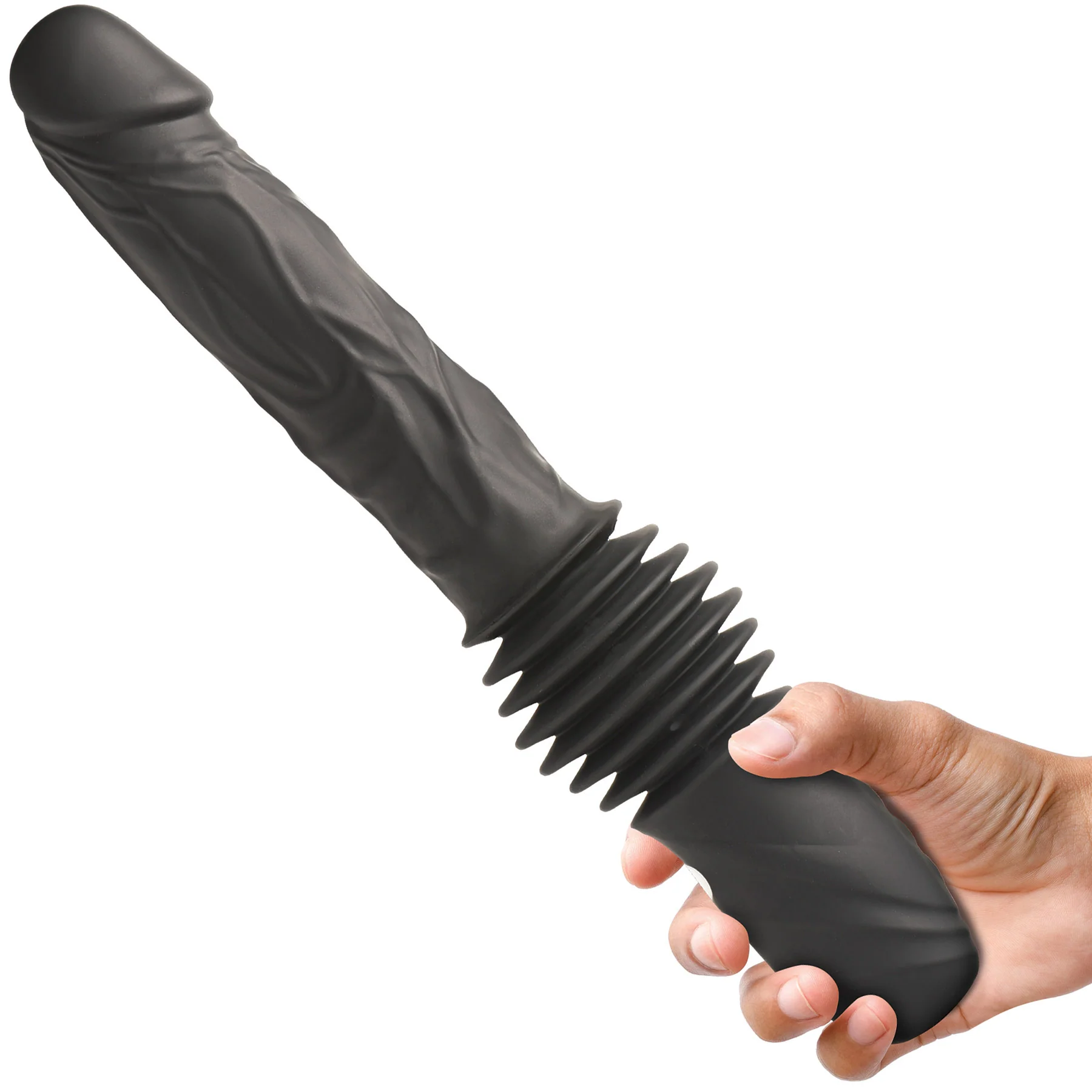 Master Series Double Pounder Silicone Vibrating Thrusting Dildo With Remote - Image 3