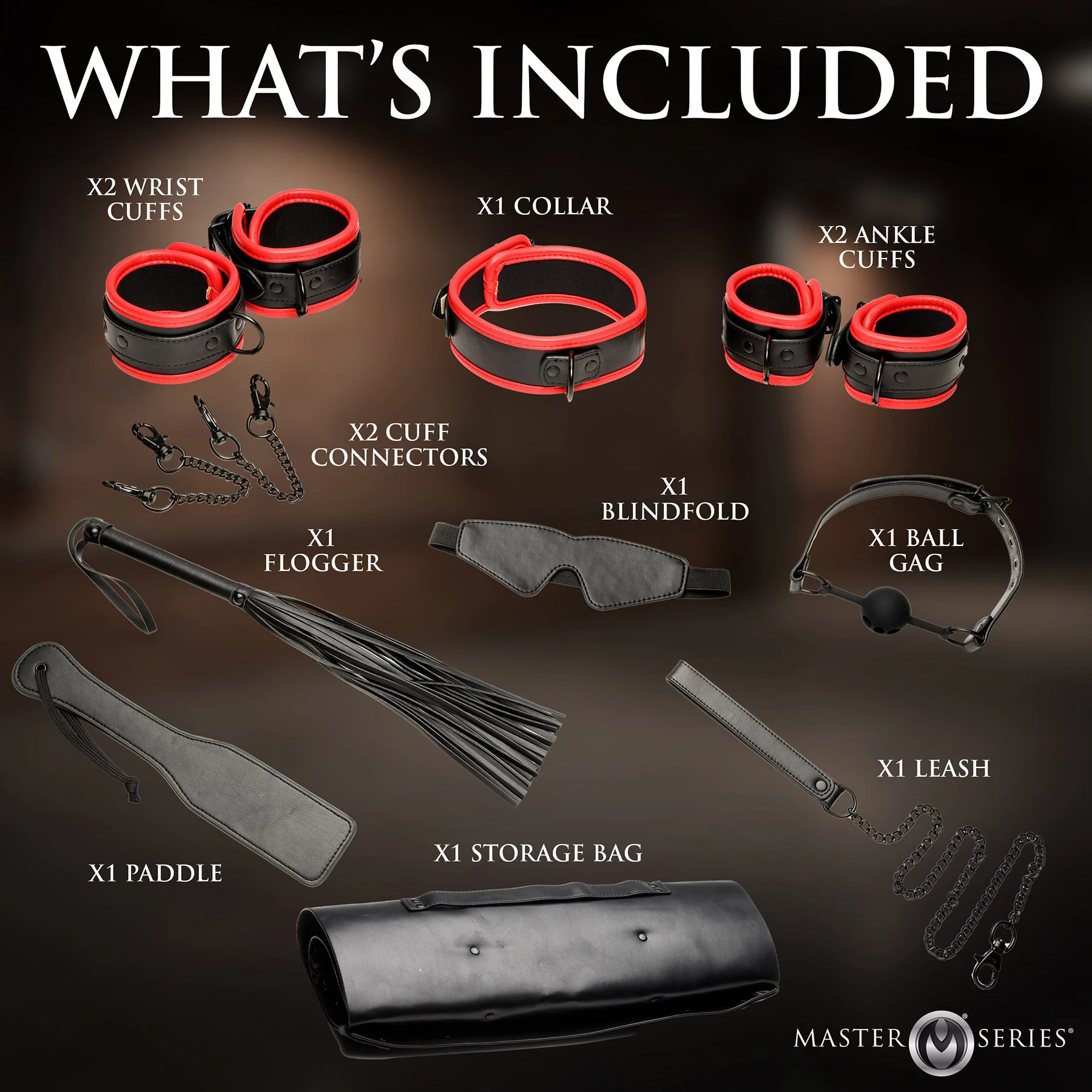 Master Series Scarlet Seduction 14 Piece Bondage Travel Set - Image 6