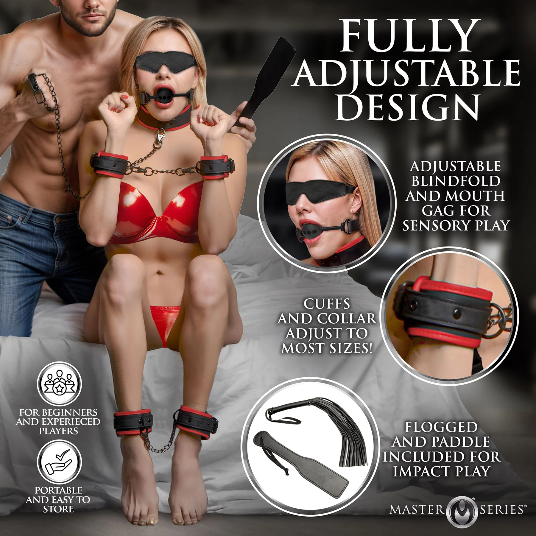 Master Series Scarlet Seduction 14 Piece Bondage Travel Set - Image 8