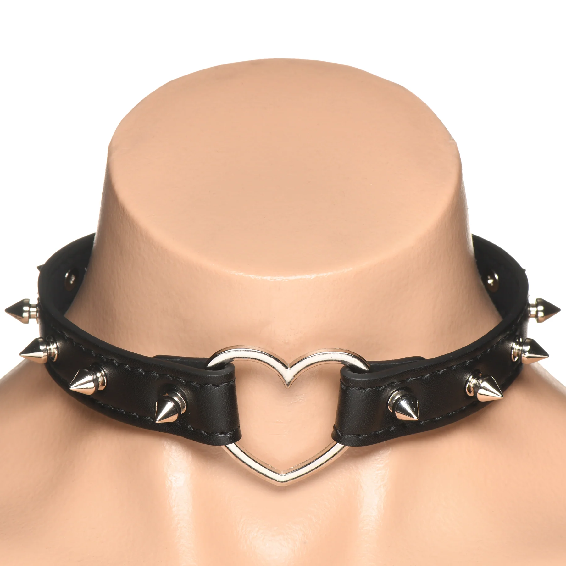 Master Series Spiked Heart Choker - Black - Image 4