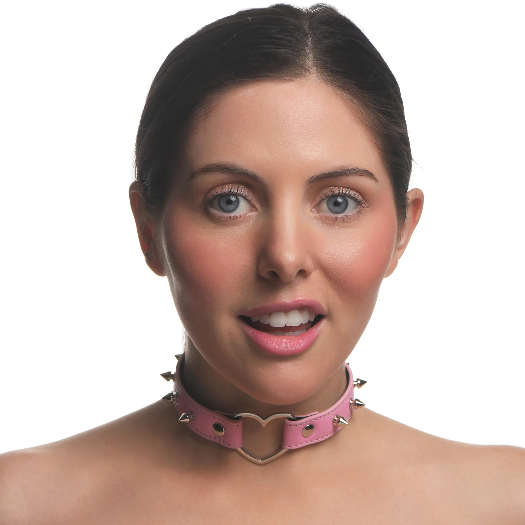 Master Series Spiked Heart Choker - Pink - Image 6