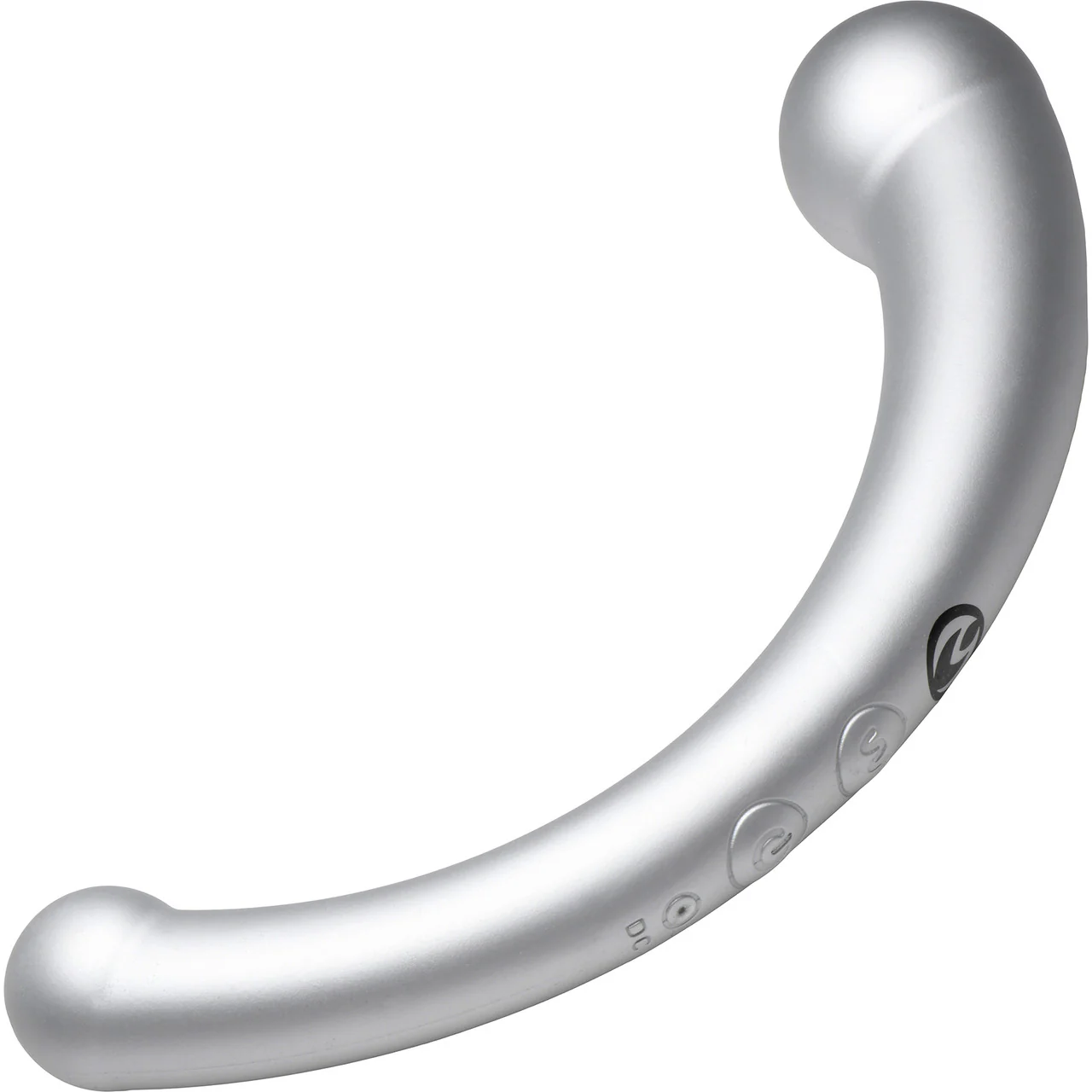 Master Series Vibra-Crescent Rechargeable Silicone Vibrating Dual Ended Dildo - Silver - Image 9