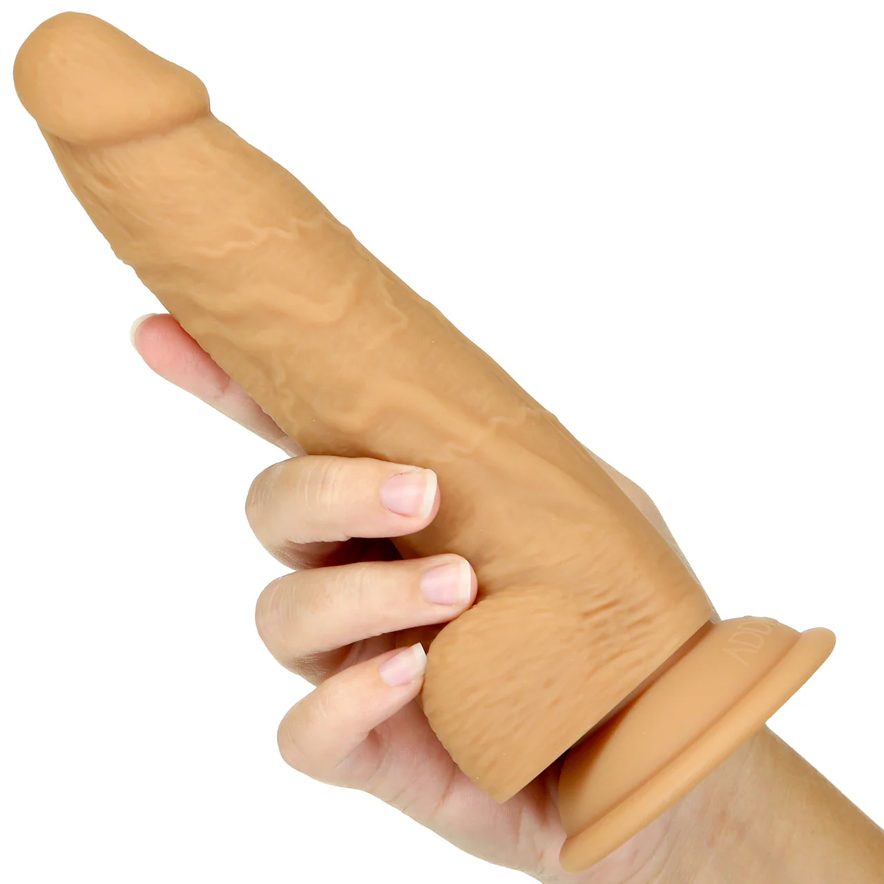 Naked Addiction Dual Density 8" Silicone Suction Cup Dildo With Balls - Caramel - Image 6
