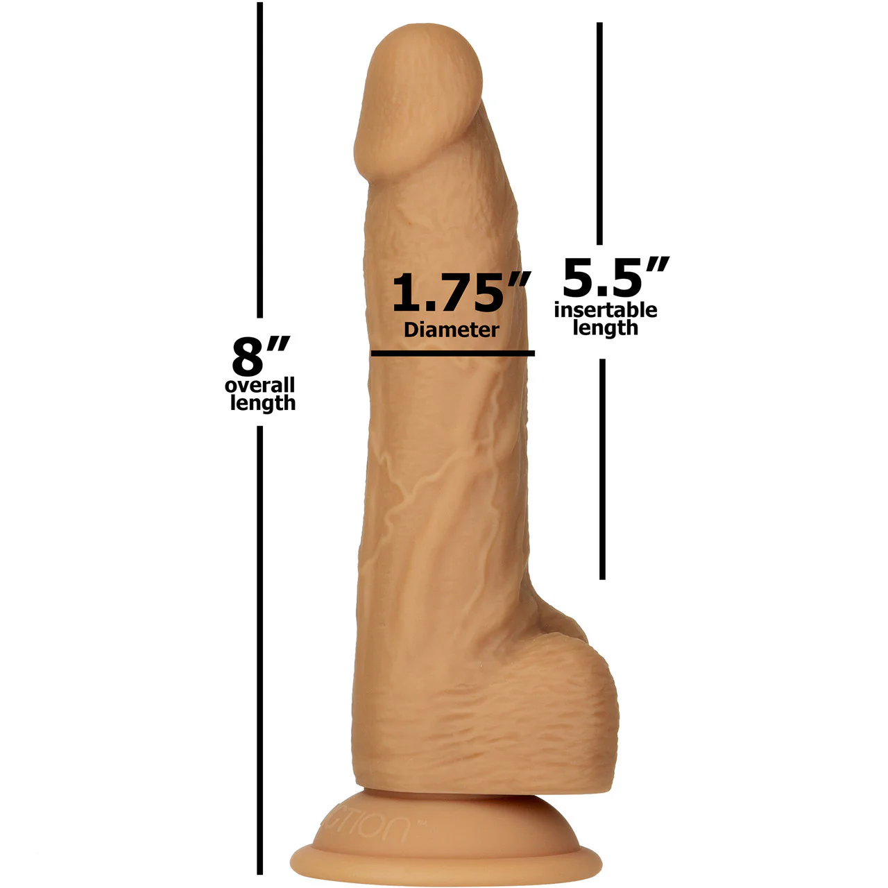 Naked Addiction Dual Density 8" Silicone Suction Cup Dildo With Balls - Caramel - Image 8