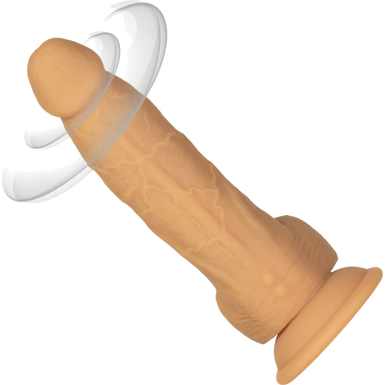 Naked Addiction Rotating & Vibrating 8" Silicone Suction Cup Dildo With Balls & Remote - Caramel - Image 4