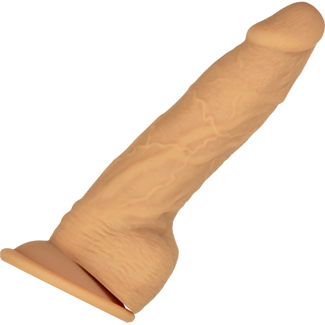 Naked Addiction Rotating & Vibrating 8" Silicone Suction Cup Dildo With Balls & Remote - Caramel - Image 7