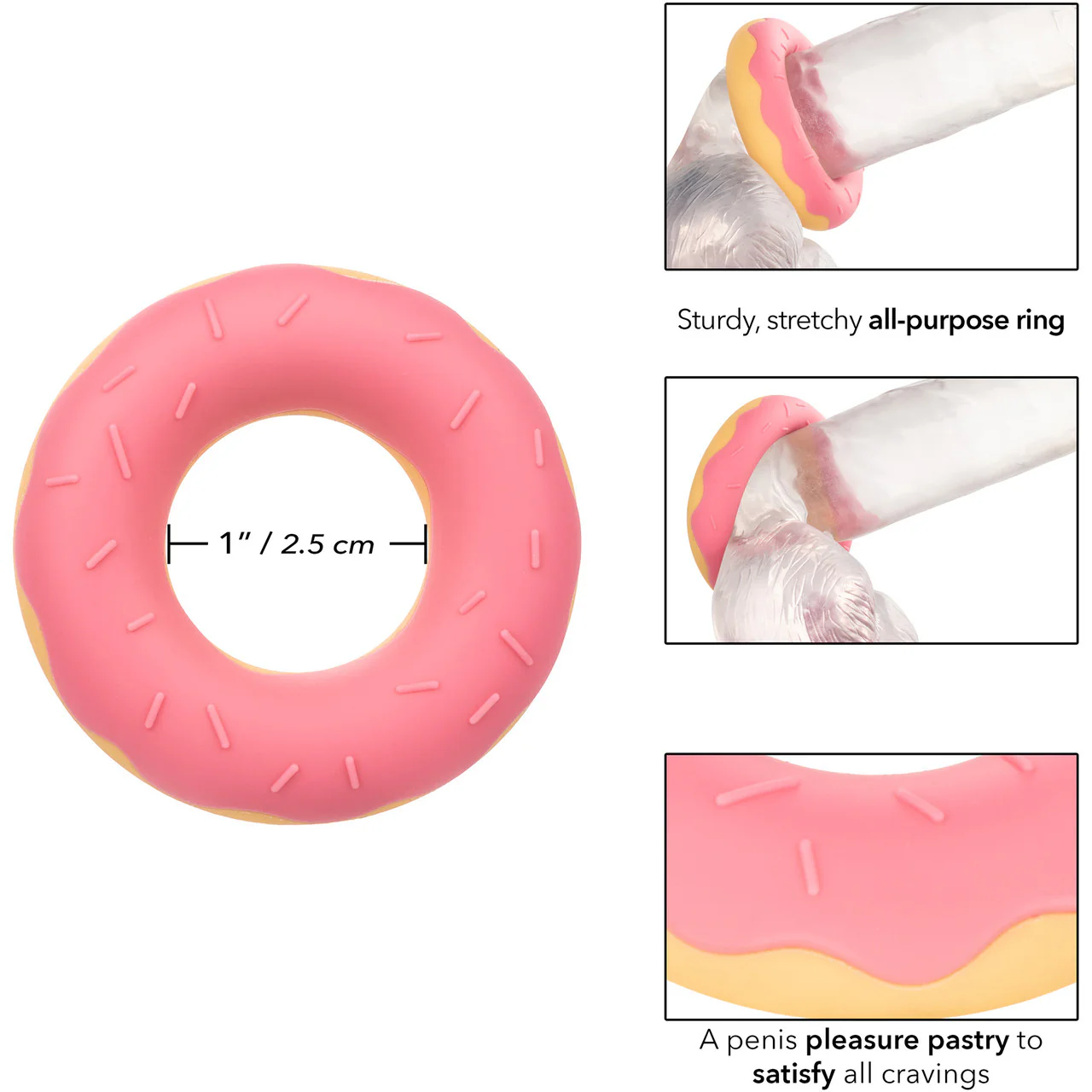 Naughty Bits Dickin' Donuts Silicone Donut Cock Ring By CalExotics - Pink - Image 10