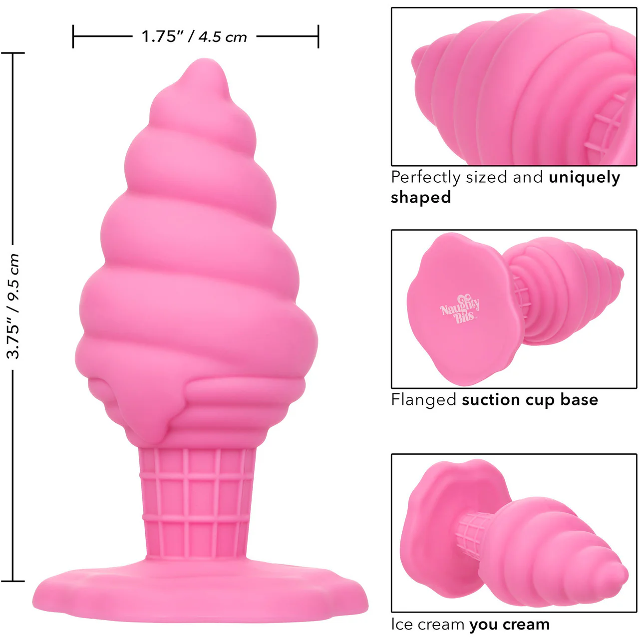 Naughty Bits Yum Bum Ice Cream Cone Silicone Butt Plug By CalExotics - Pink - Image 8