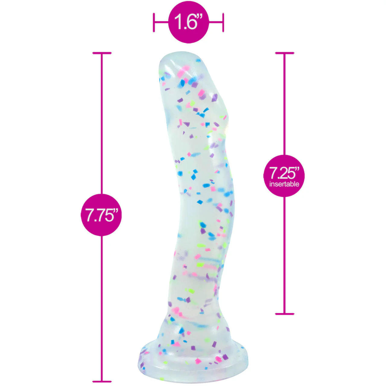 Neo Elite Hanky Panky Glow In The Dark 7.75" Silicone Suction Cup Dildo by Blush - Confetti - Image 10