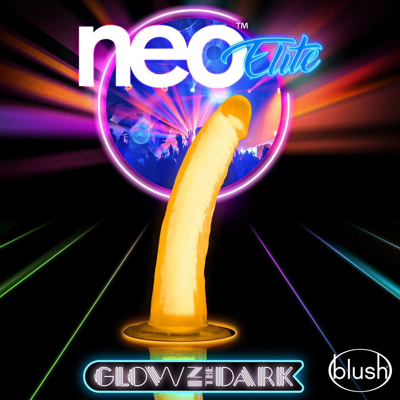 Neo Elite Lavo Glow In The Dark 7.5" Dual Density Realistic Silicone Dildo by Blush - Neon Orange - Image 4