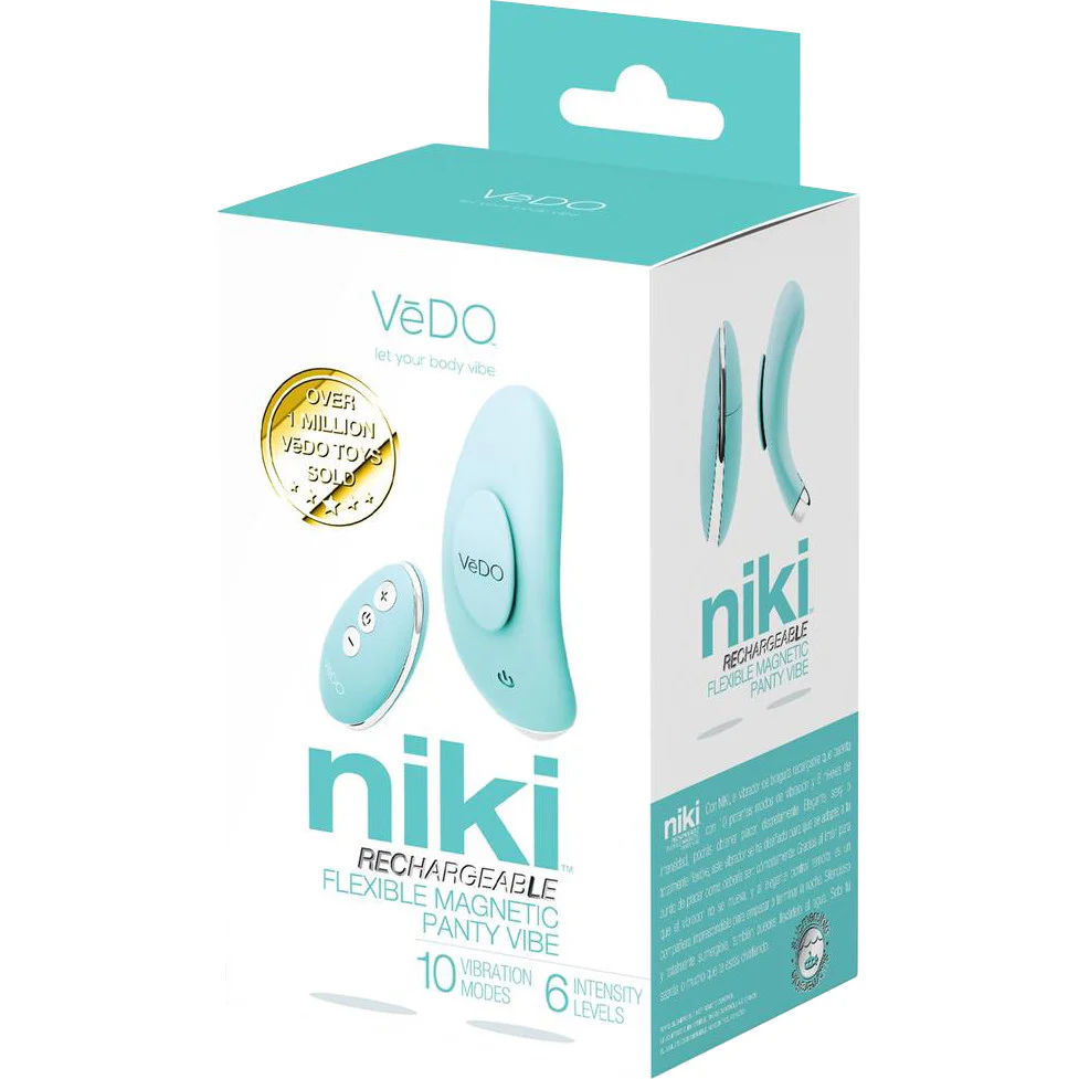 NIKI Rechargeable Silicone Panty Vibrator by VeDO - Turquoise - Image 2
