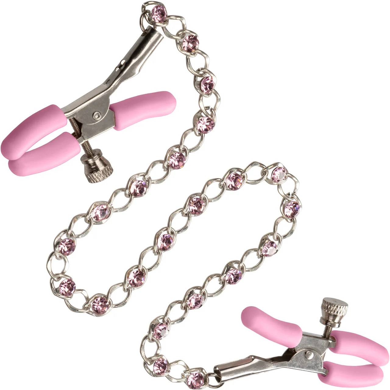 Nipple Play Crystal Chain Nipple Clamps by CalExotics - Pink - Image 3