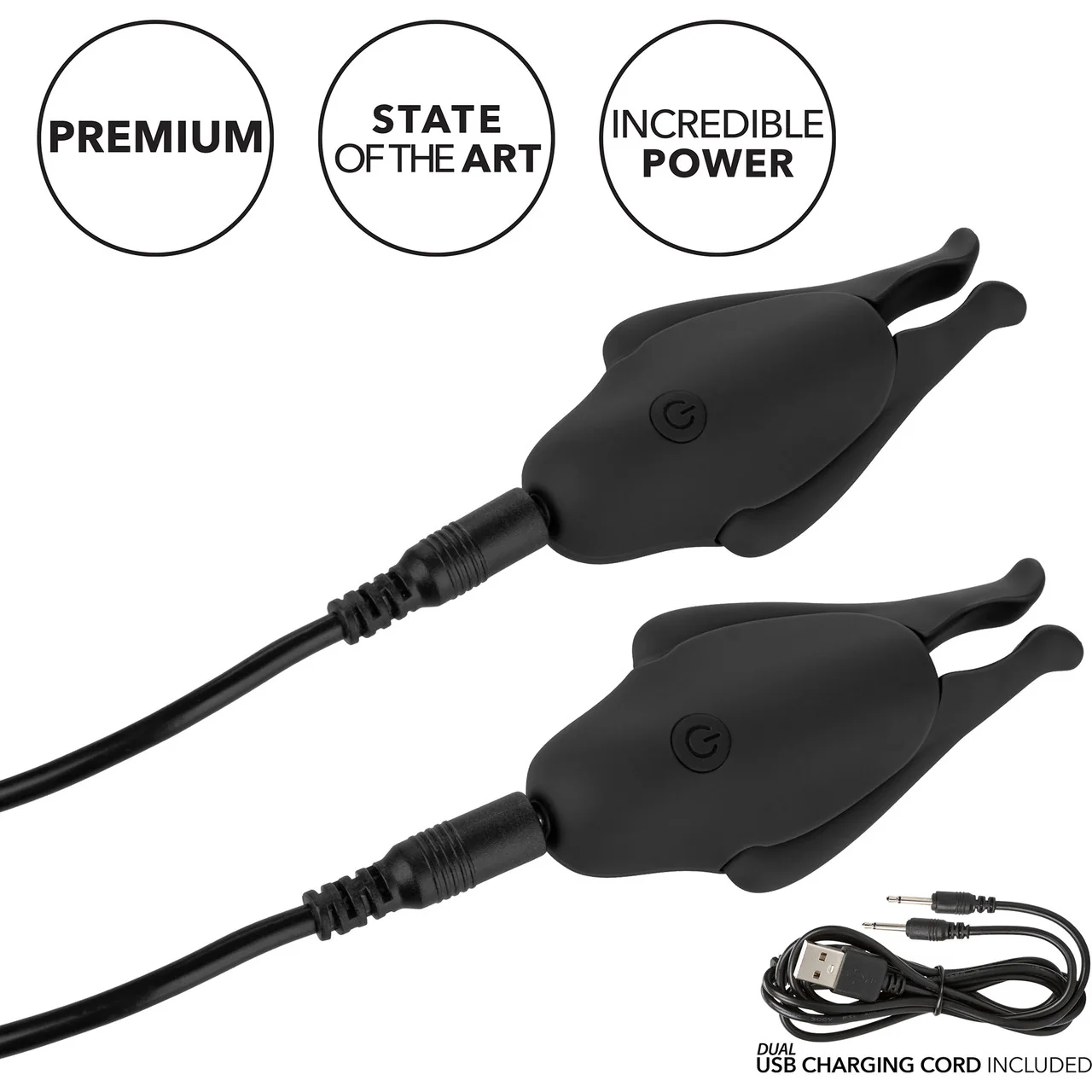 Nipple Play Nipplettes Rechargeable Vibrating Nipple Clamps By CalExotics - Black - Image 7