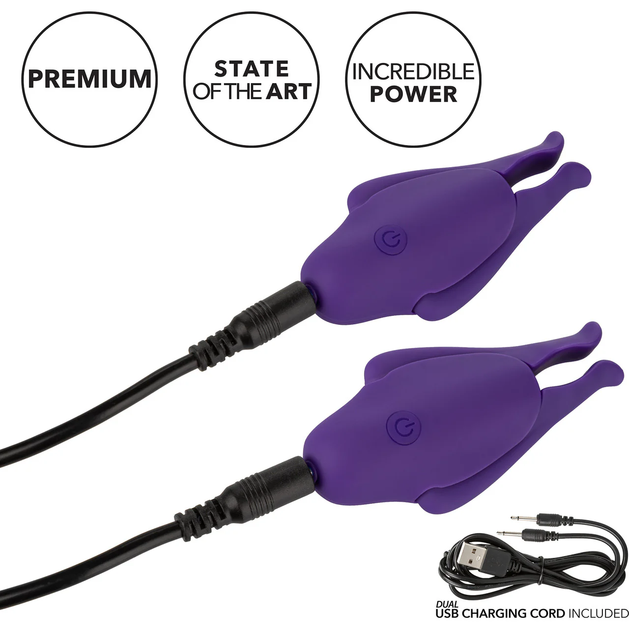 Nipple Play Nipplettes Rechargeable Vibrating Nipple Clamps By CalExotics - Purple - Image 6