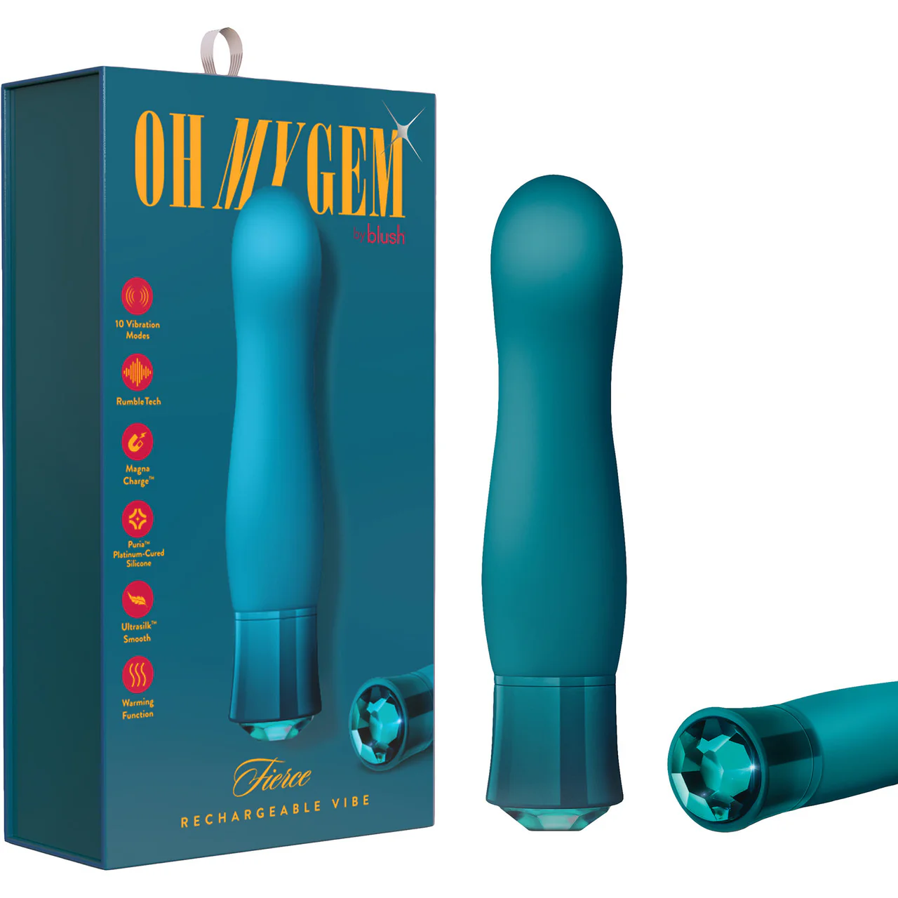 Oh My Gem Fierce Rechargeable Silicone Warming G-Spot Vibrator By Blush - Blue Topaz - Image 7