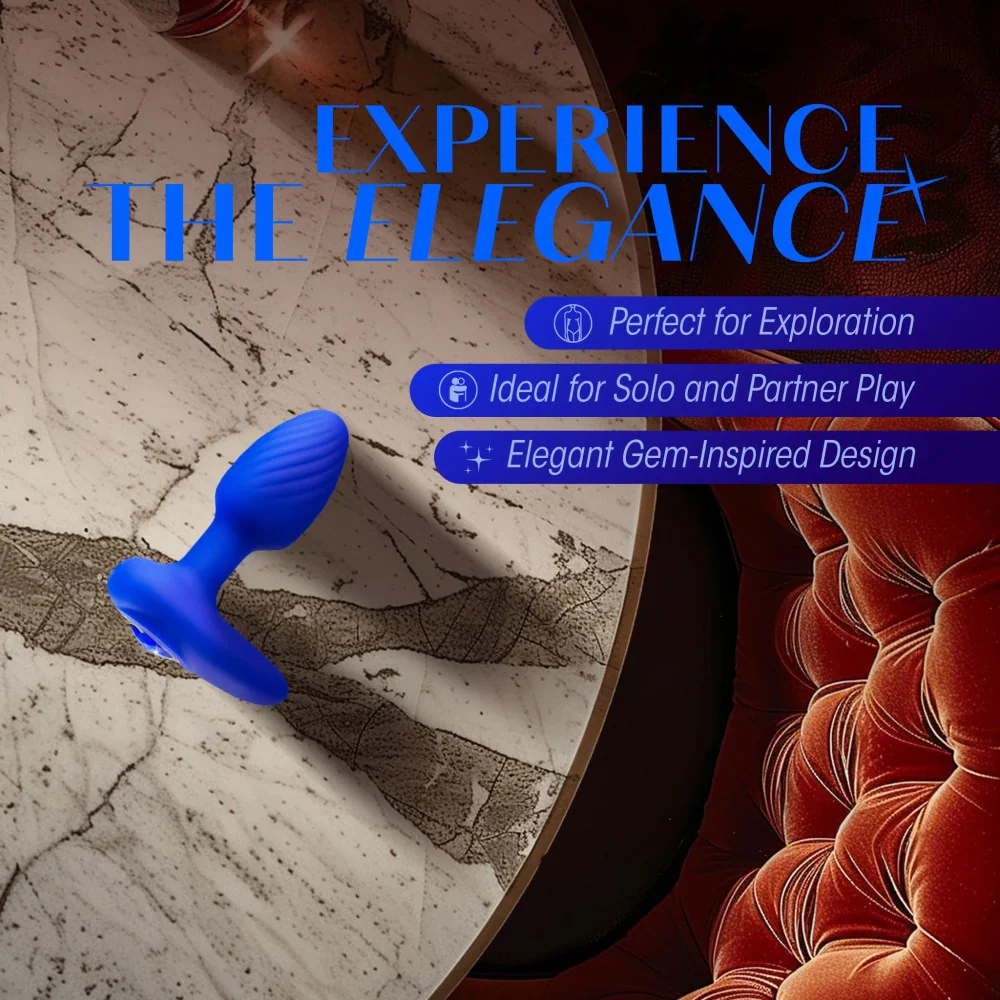 Oh My Gem Mystery Rechargeable Silicone Vibrating Butt Plug By Blush - Sapphire - Image 8