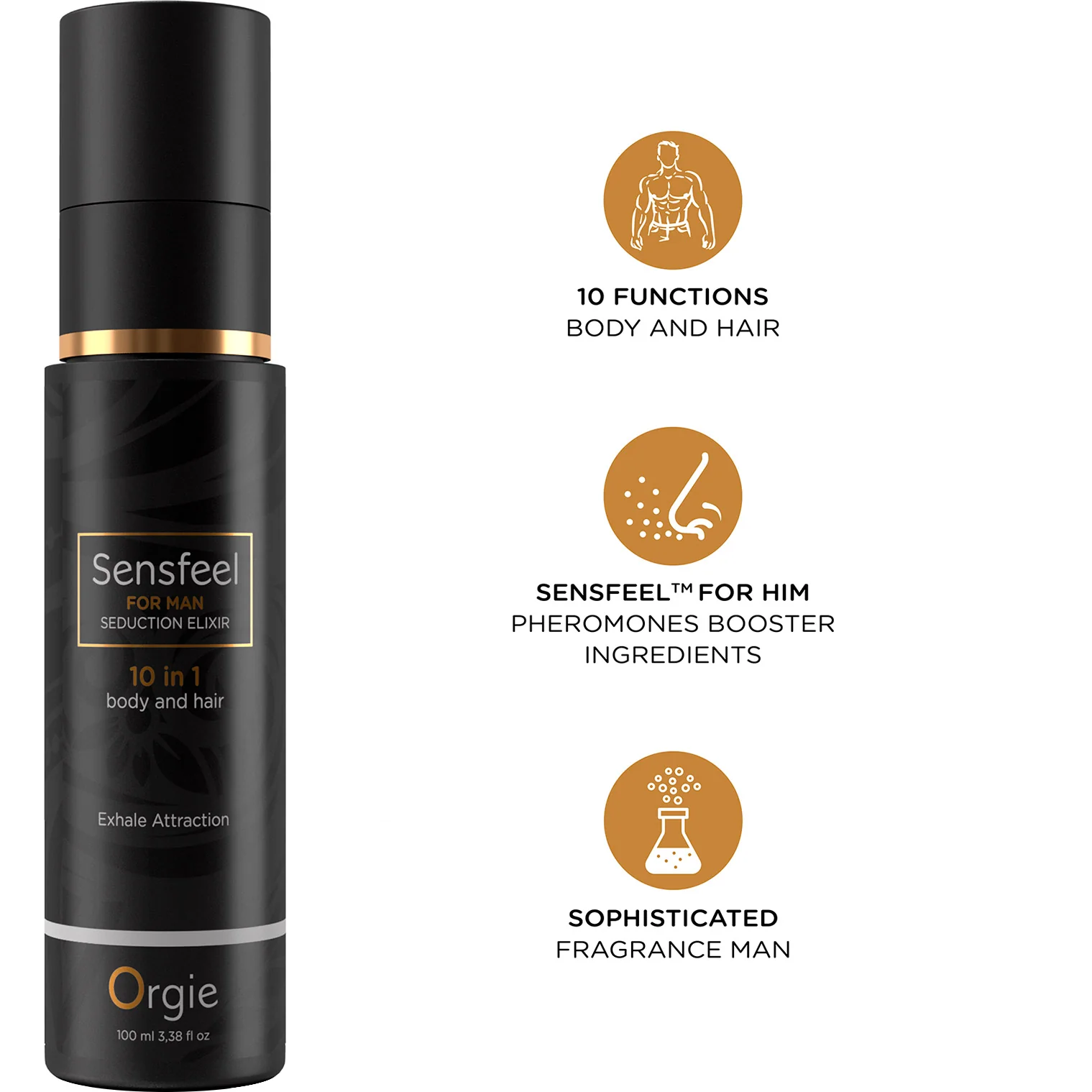 Orgie Sensfeel Seduction Elixir 10 In 1 For Men Pheromone Booster 3.38 fl oz - Image 3