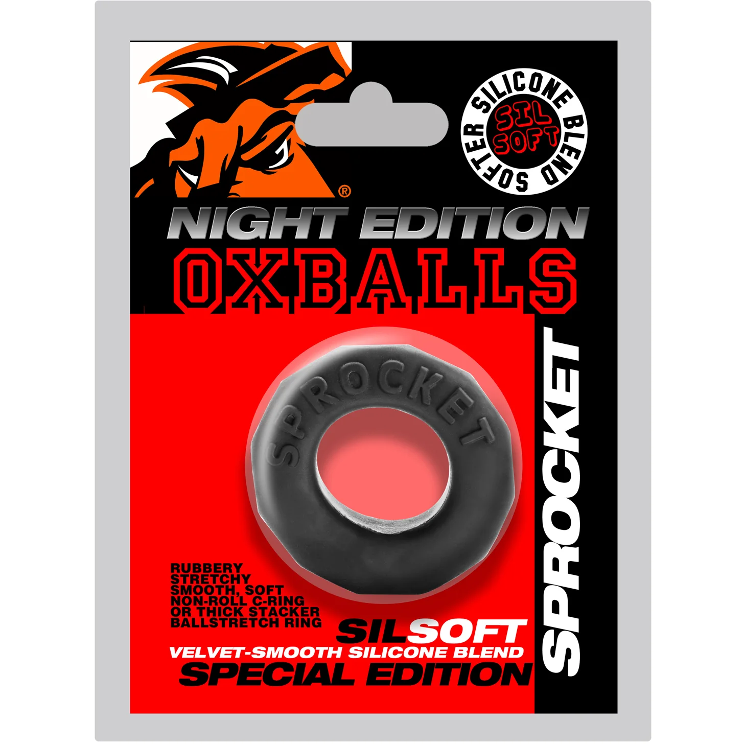 Oxballs Sprocket Super Stretchy Cock Ring - Night Edition - Image 6