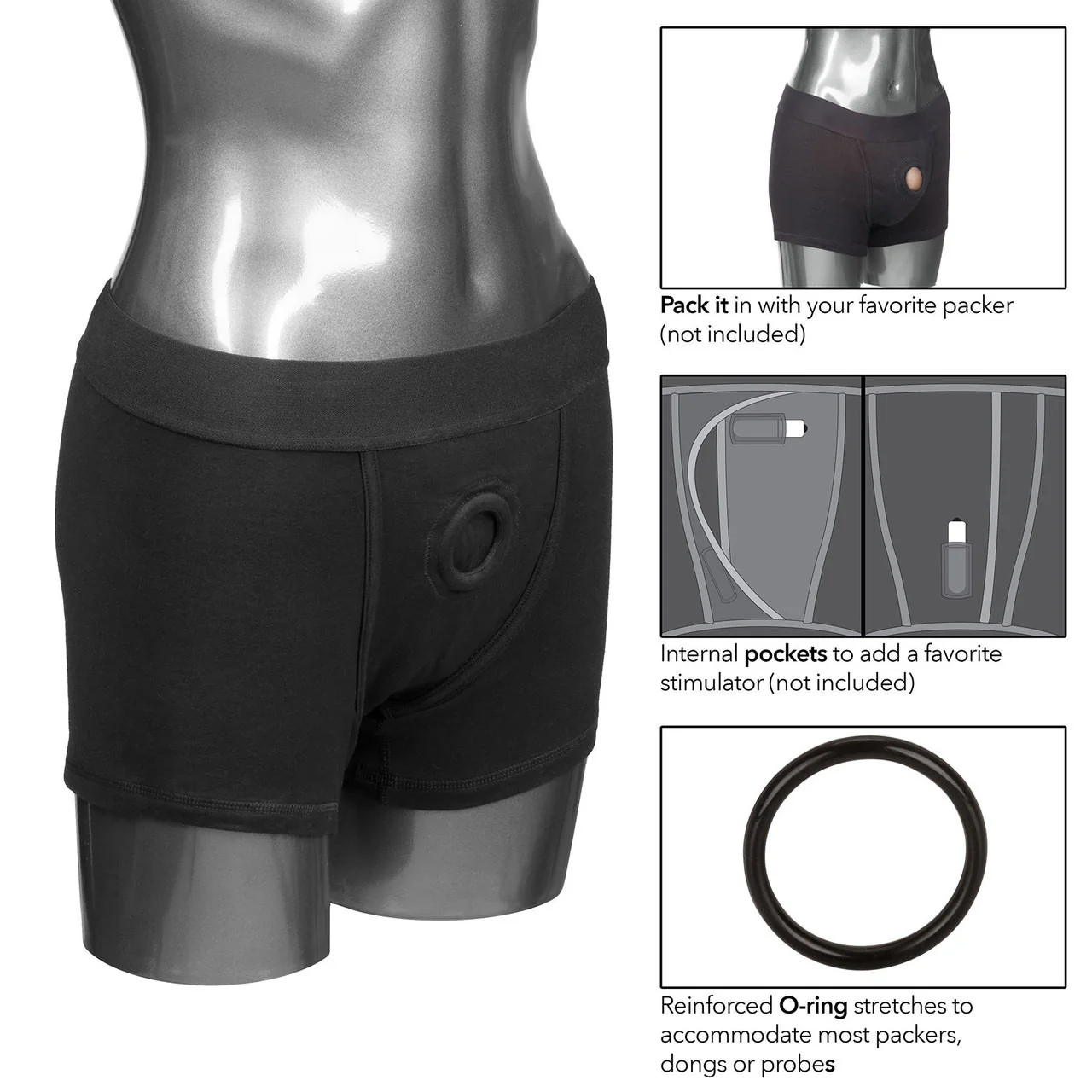 Packer Gear Black Boxer Brief Packing Harness By CalExotics - 2XL/3XL - Image 4