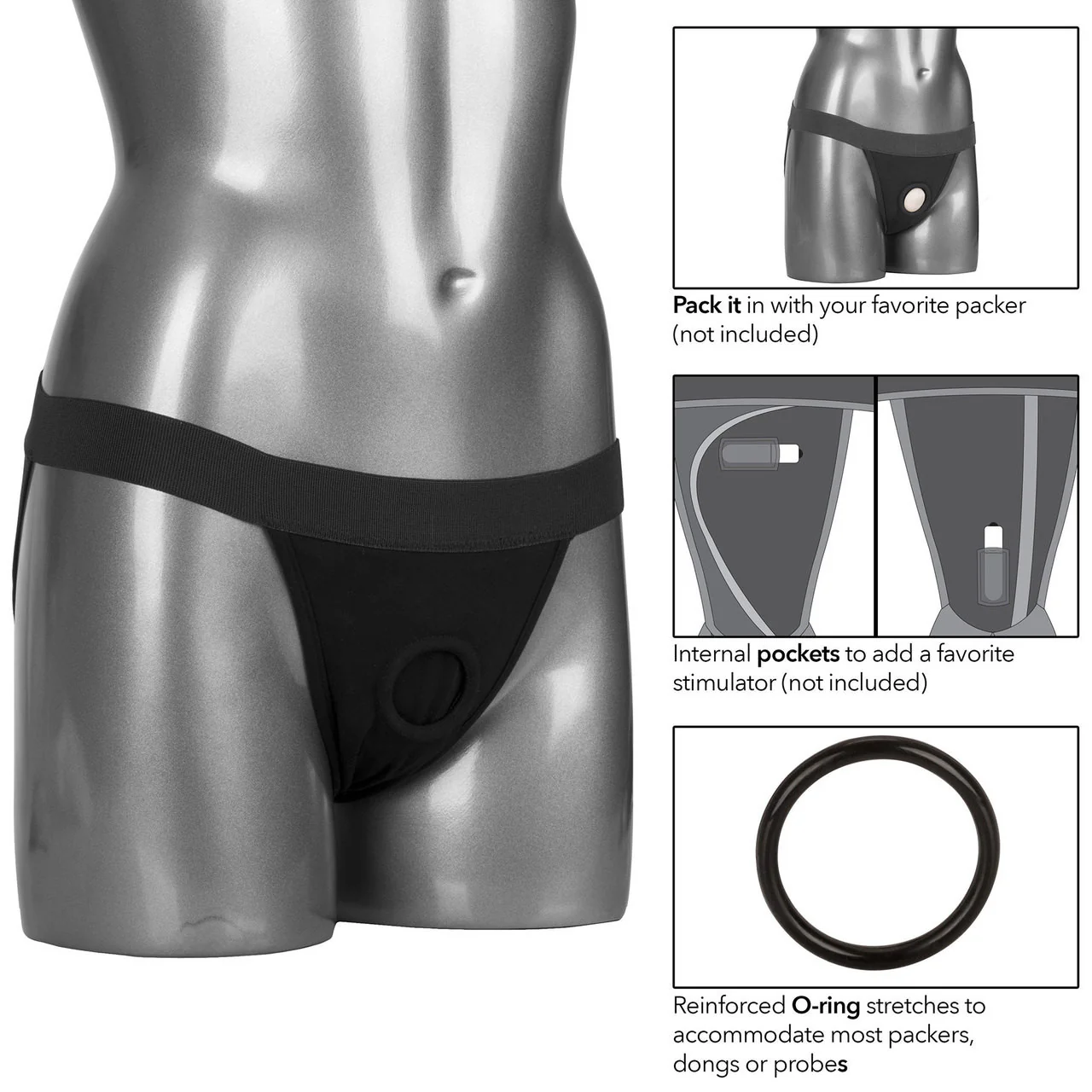 Packer Gear Black Jock Strap Packing Harness By CalExotics - XL/2XL - Image 5