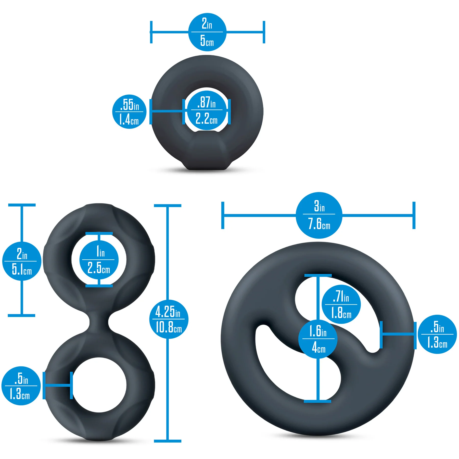 Performance Plus Throttle 3 Piece Silicone Cock Ring Set By Blush - Image 11