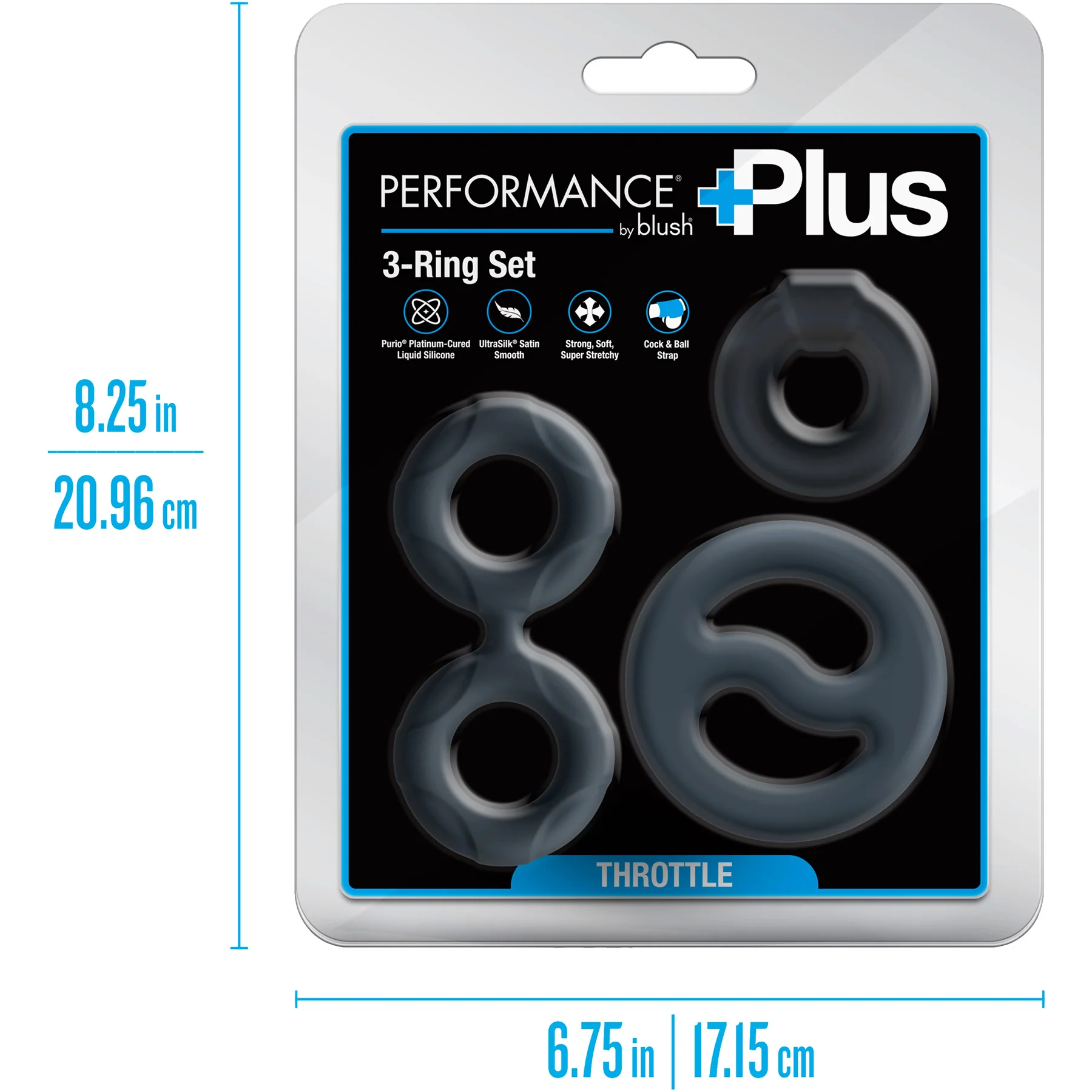 Performance Plus Throttle 3 Piece Silicone Cock Ring Set By Blush - Image 13