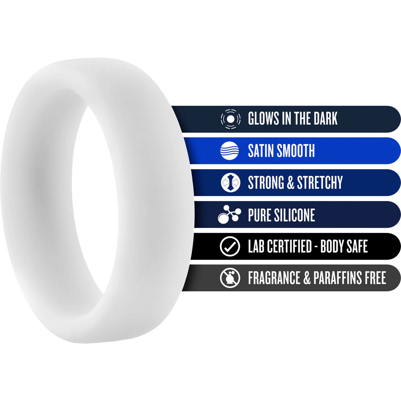 Performance Silicone Glo Pro Cock Ring By Blush Novelties - White Glow - Image 4