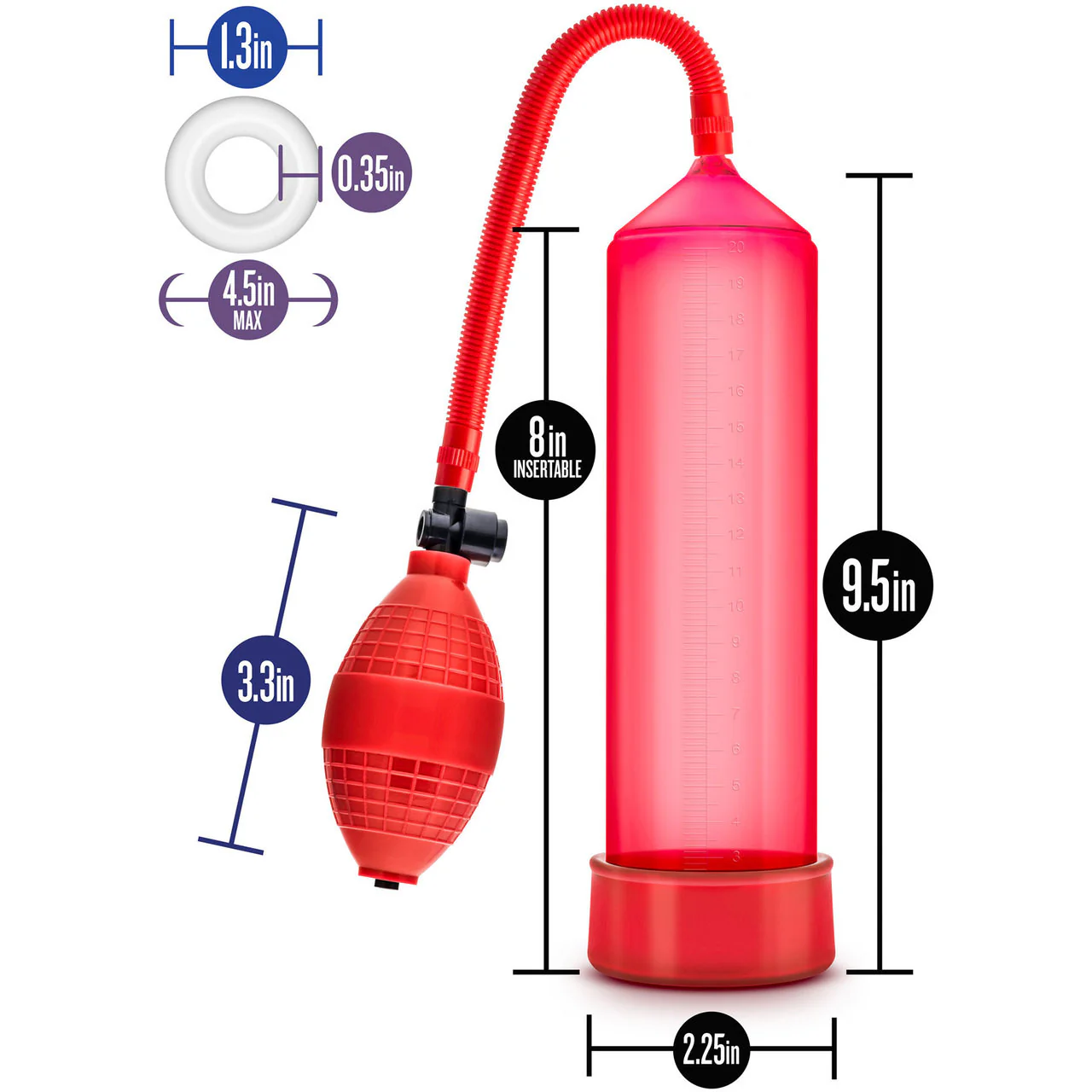 Performance VX101 Enhancement Penis Pump By Blush - Red - Image 4