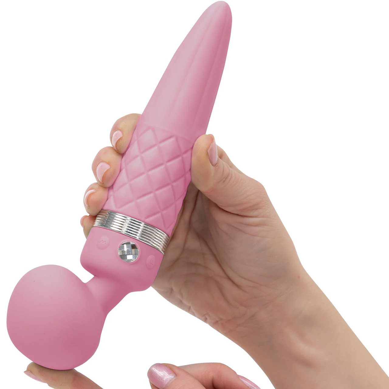 Pillow Talk Sultry Silicone Waterproof Rechargeable Wand Style Vibrator - Pink - Image 4