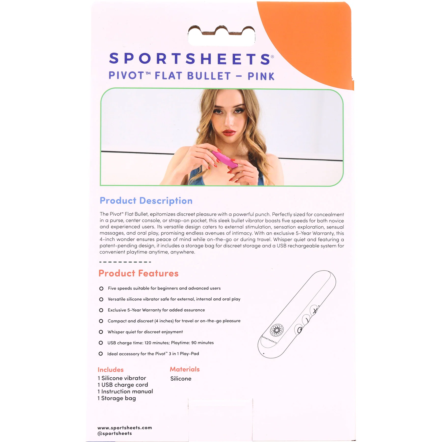 Pivot Flat Rechargeable Silicone Bullet By Sportsheets - Image 15