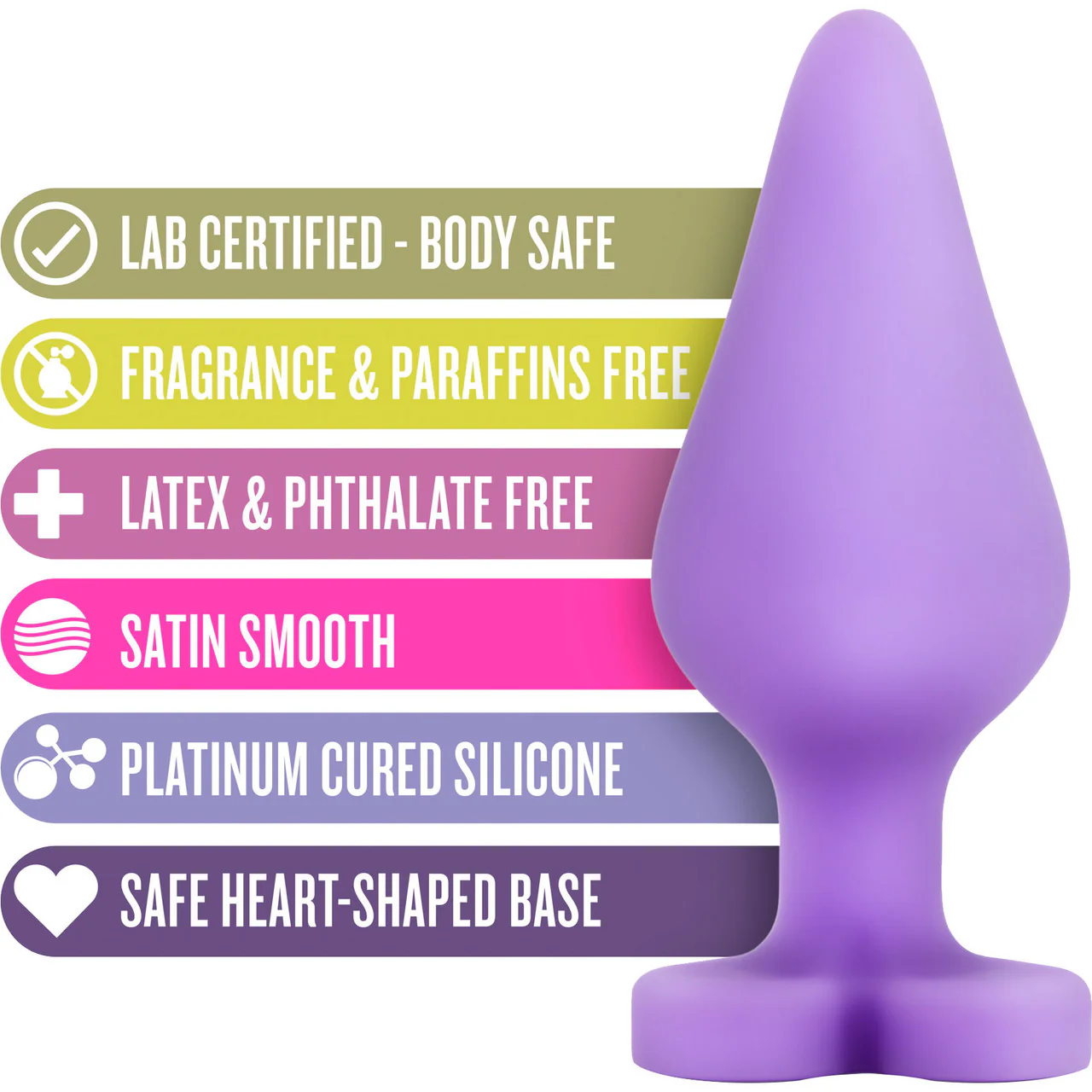 Play With Me Naughtier Candy Heart Silicone Butt Plug By Blush - Fuck Me Purple - Image 6
