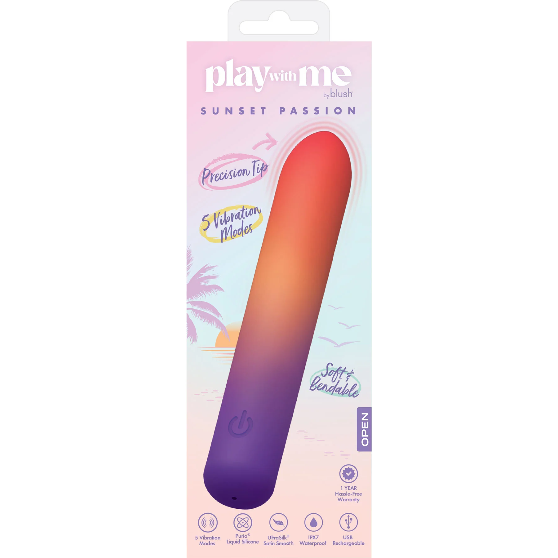 Play With Me Sunset Passion Rechargeable Silicone Bullet Vibrator By Blush - Image 7