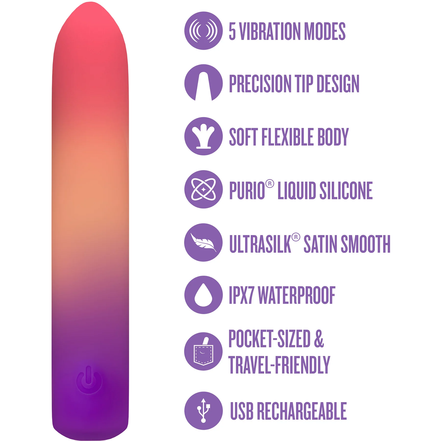 Play With Me Sunset Passion Rechargeable Silicone Bullet Vibrator By Blush - Image 8