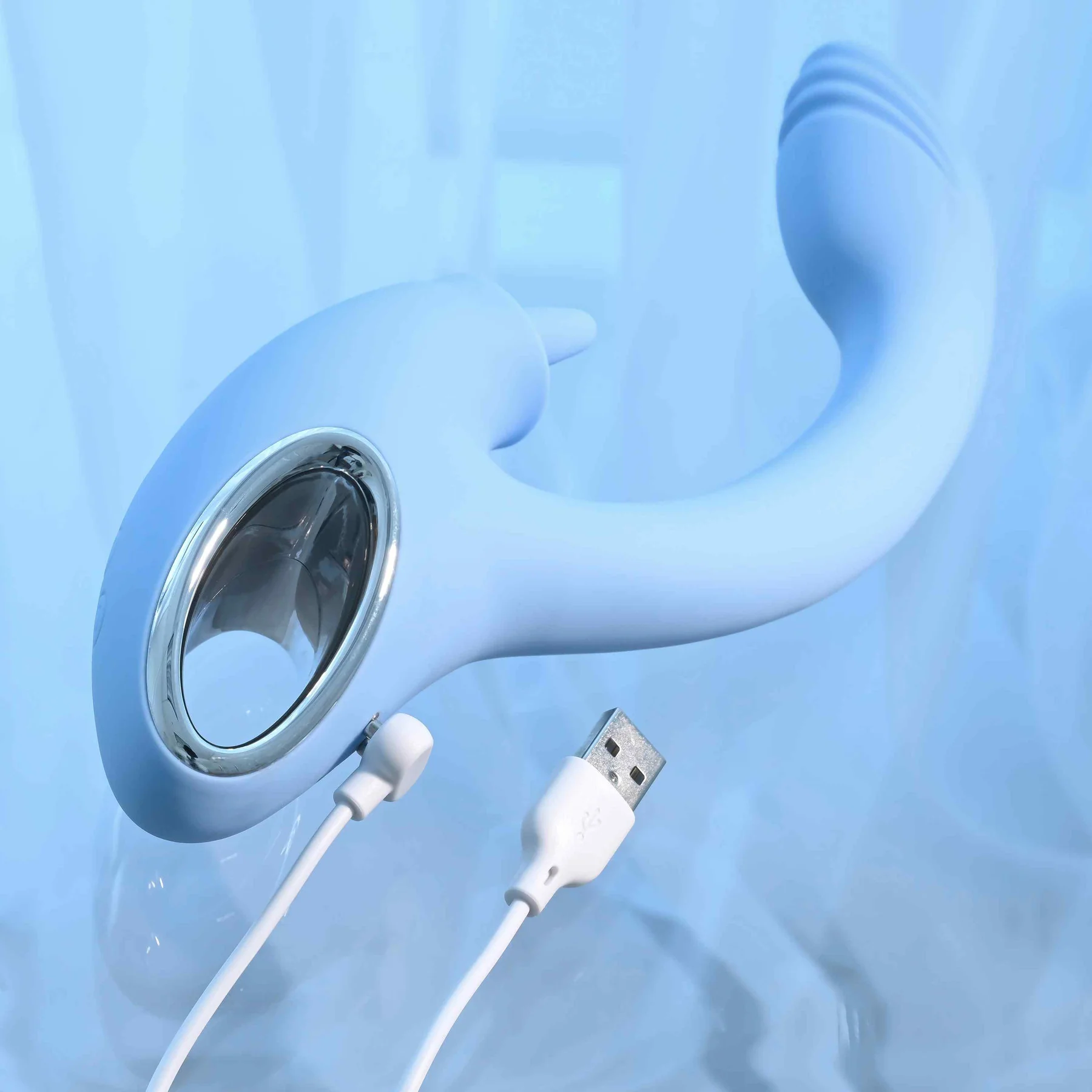 Playboy Pleasure Sapphire Sky Rechargeable Silicone Double-Tongued Rabbit Vibrator - Image 12