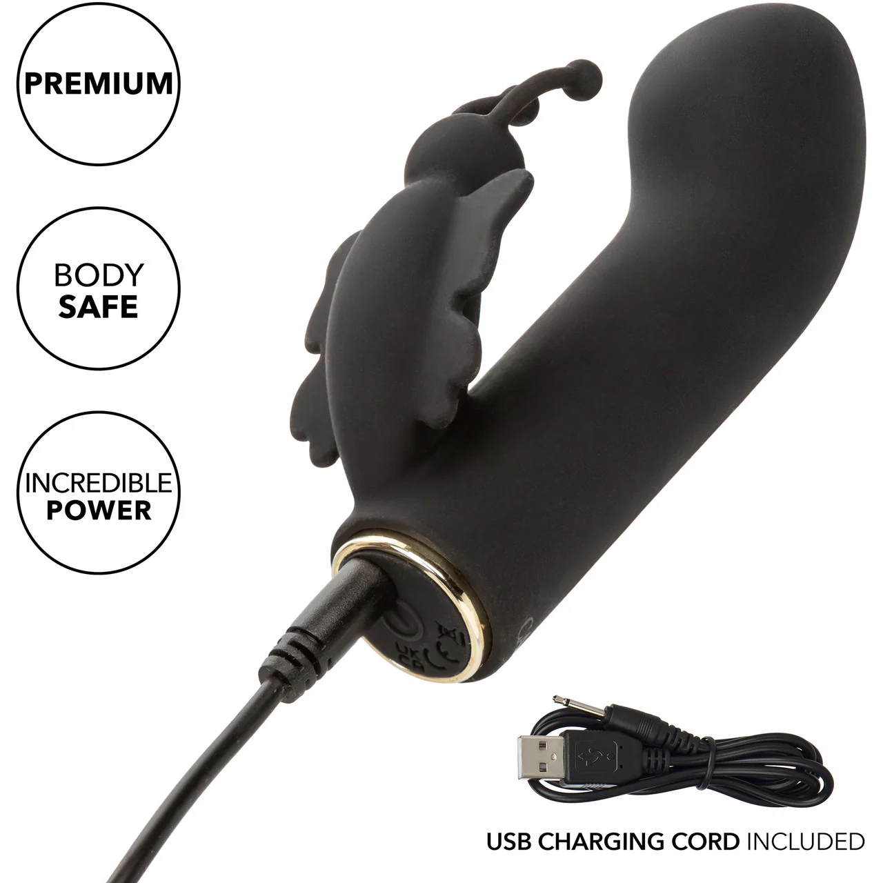 Raven Butterfly Rechargeable Waterproof Silicone Mini Dual Stimulation Vibrator By CalExotics - Image 7