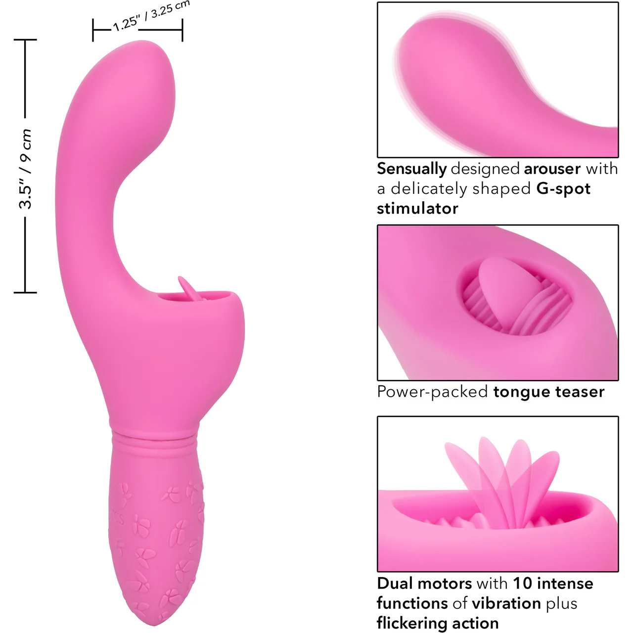 Rechargeable Butterfly Kiss Silicone Flicker Dual Stimulation Vibrator By CalExotics - Pink - Image 10