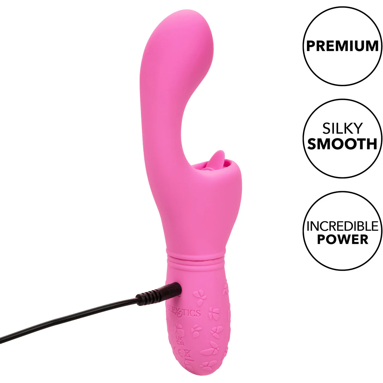 Rechargeable Butterfly Kiss Silicone Flicker Dual Stimulation Vibrator By CalExotics - Pink - Image 11