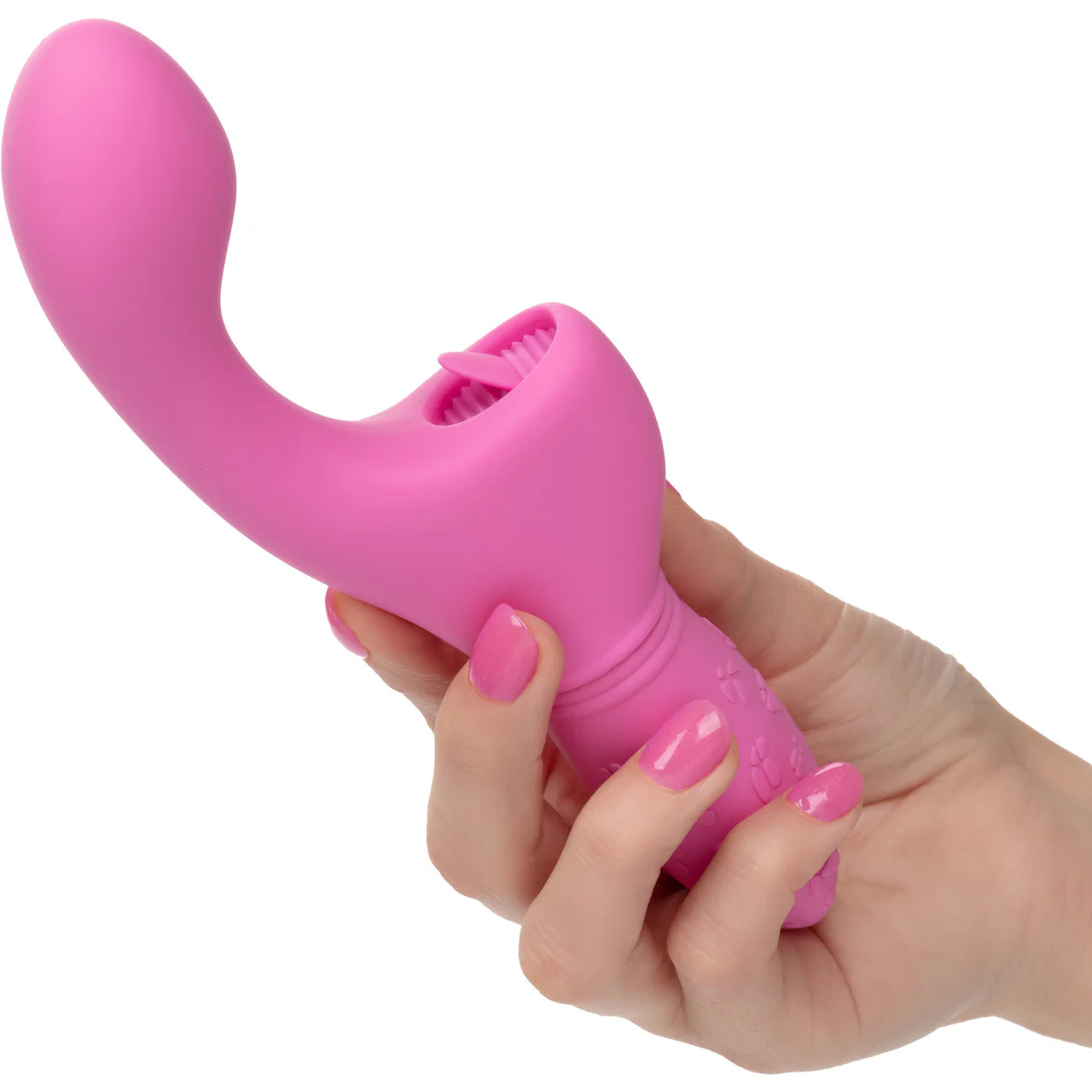Rechargeable Butterfly Kiss Silicone Flicker Dual Stimulation Vibrator By CalExotics - Pink - Image 2